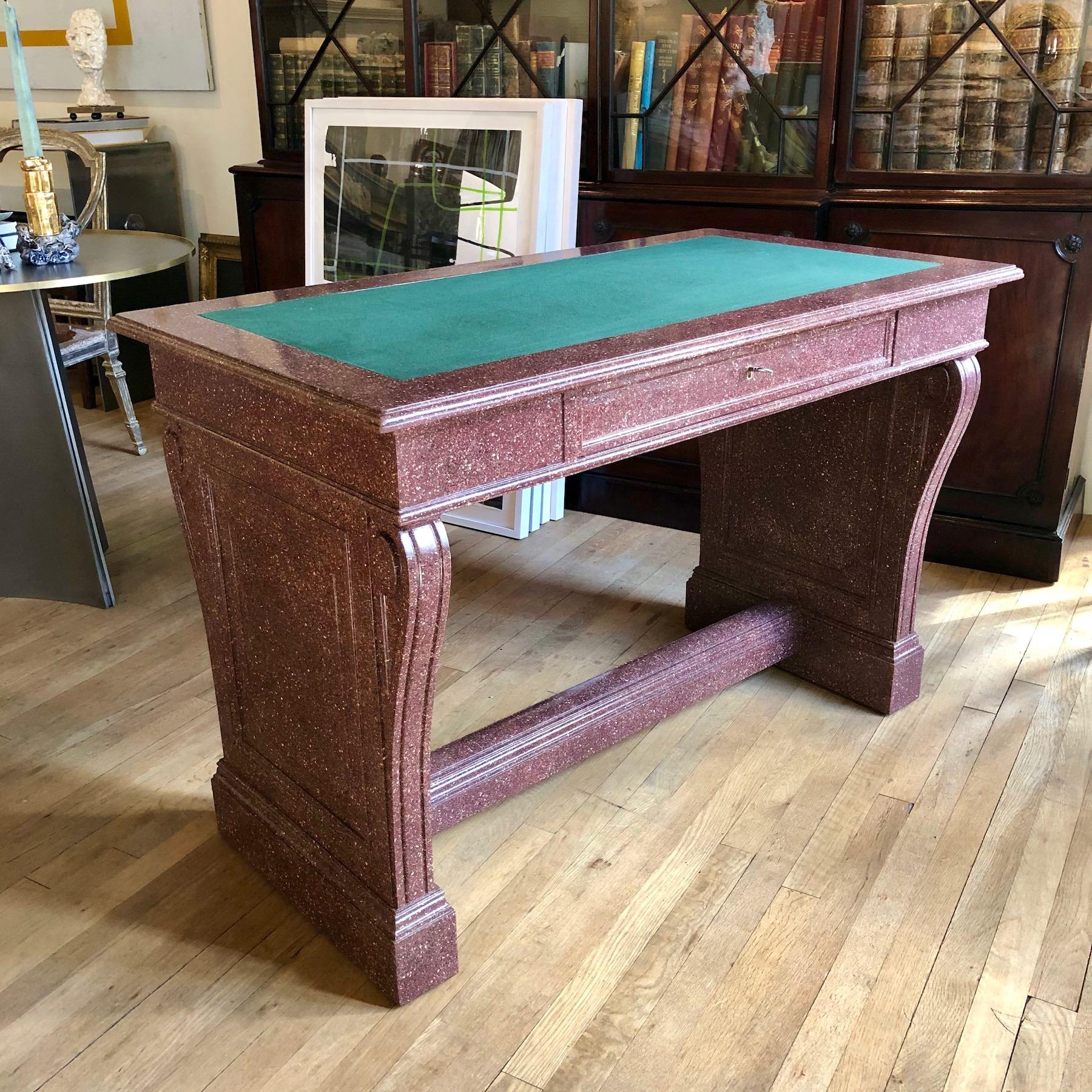 European Classical Faux Porphyry Library Table For Sale