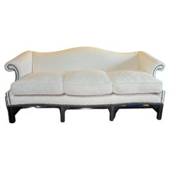 Classical Federal Carved Camel Back Boucle Sofa