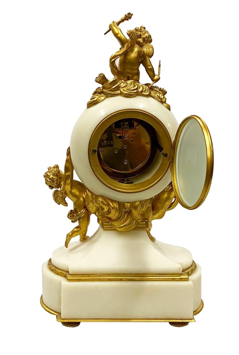 Ormolu Classical French 19th Century Louis XVI Style Clock Set For Sale
