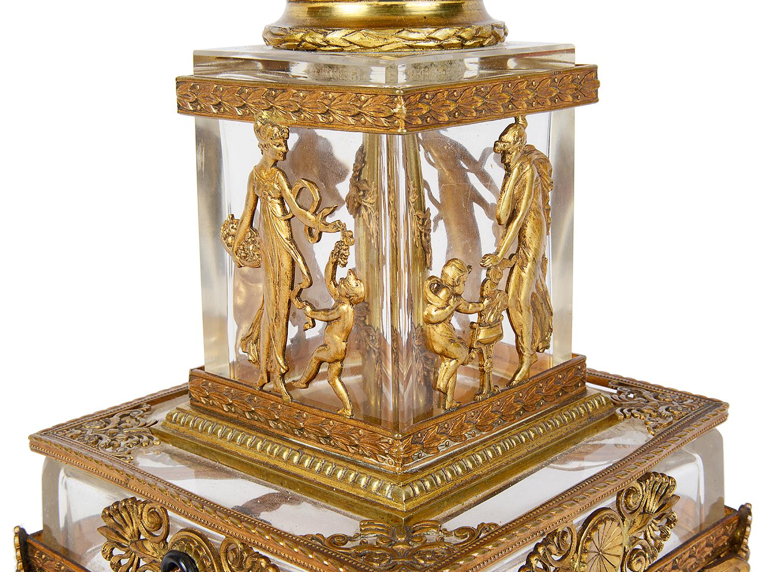 Classical French Empire Style Glass and Ormolu Lamp, circa 1900 3