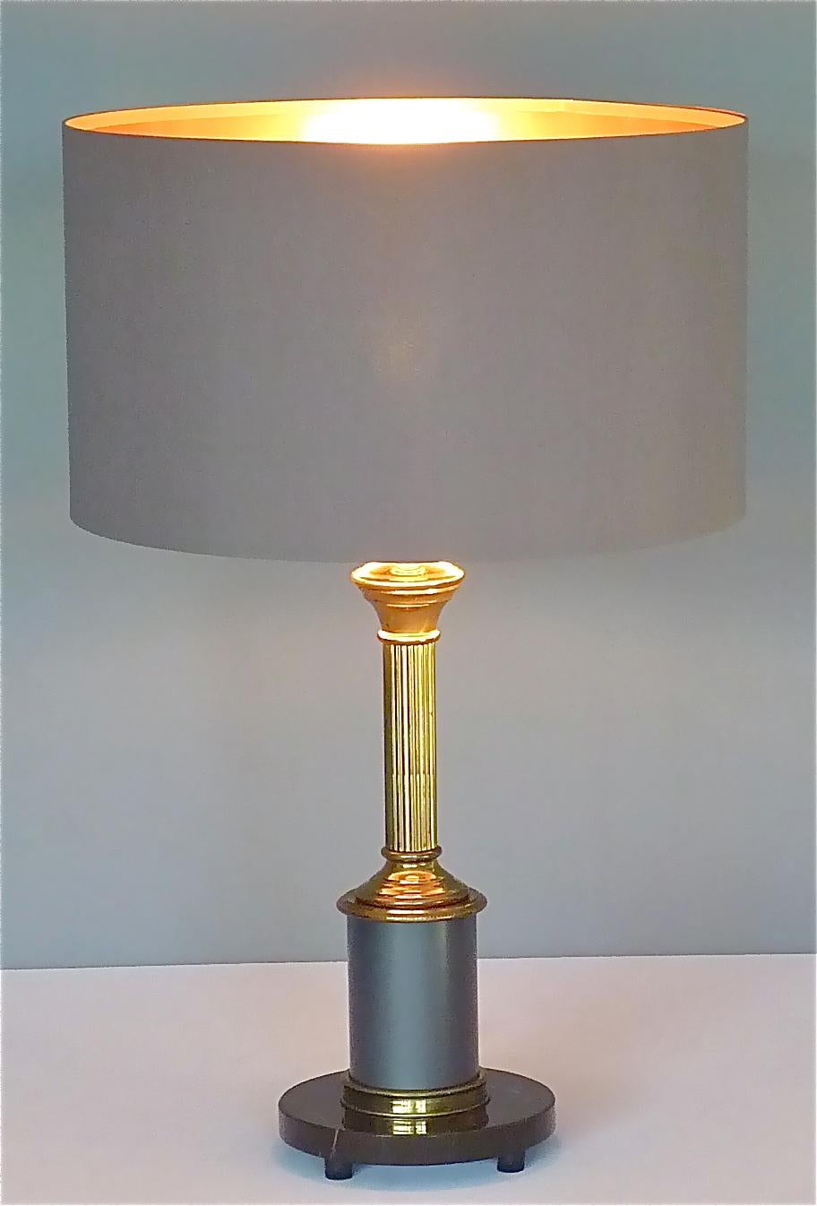 Classical French Maison Jansen Table Lamp Marble Gunmetal Brass, 1950s, Charles For Sale 5