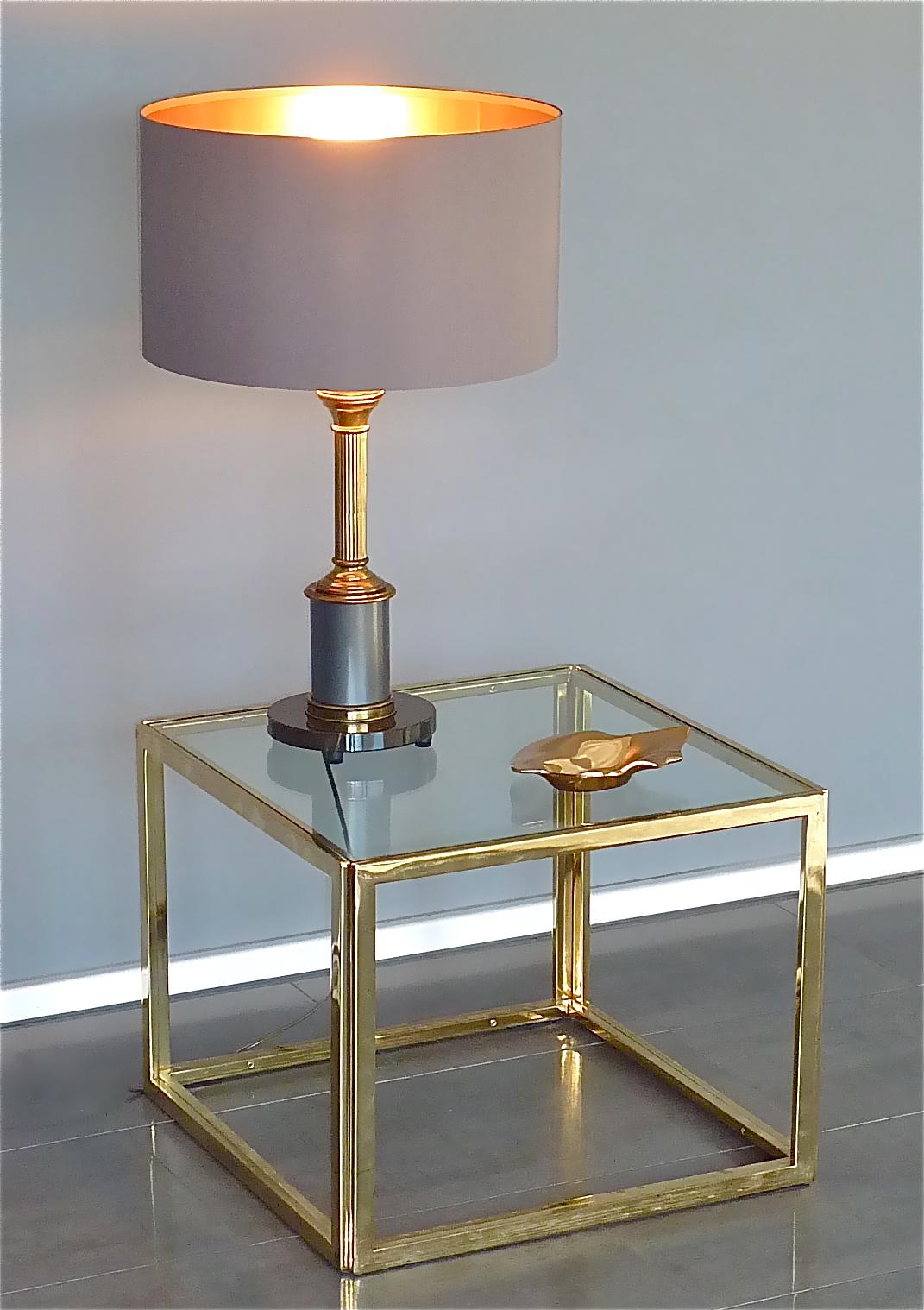 Classical French Maison Jansen Table Lamp Marble Gunmetal Brass, 1950s, Charles For Sale 6