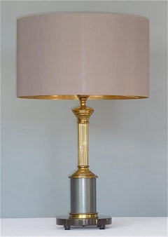 Lampe de bureau classique française Maison Jansen en marbre, laiton et bronze des années 1950 Charles