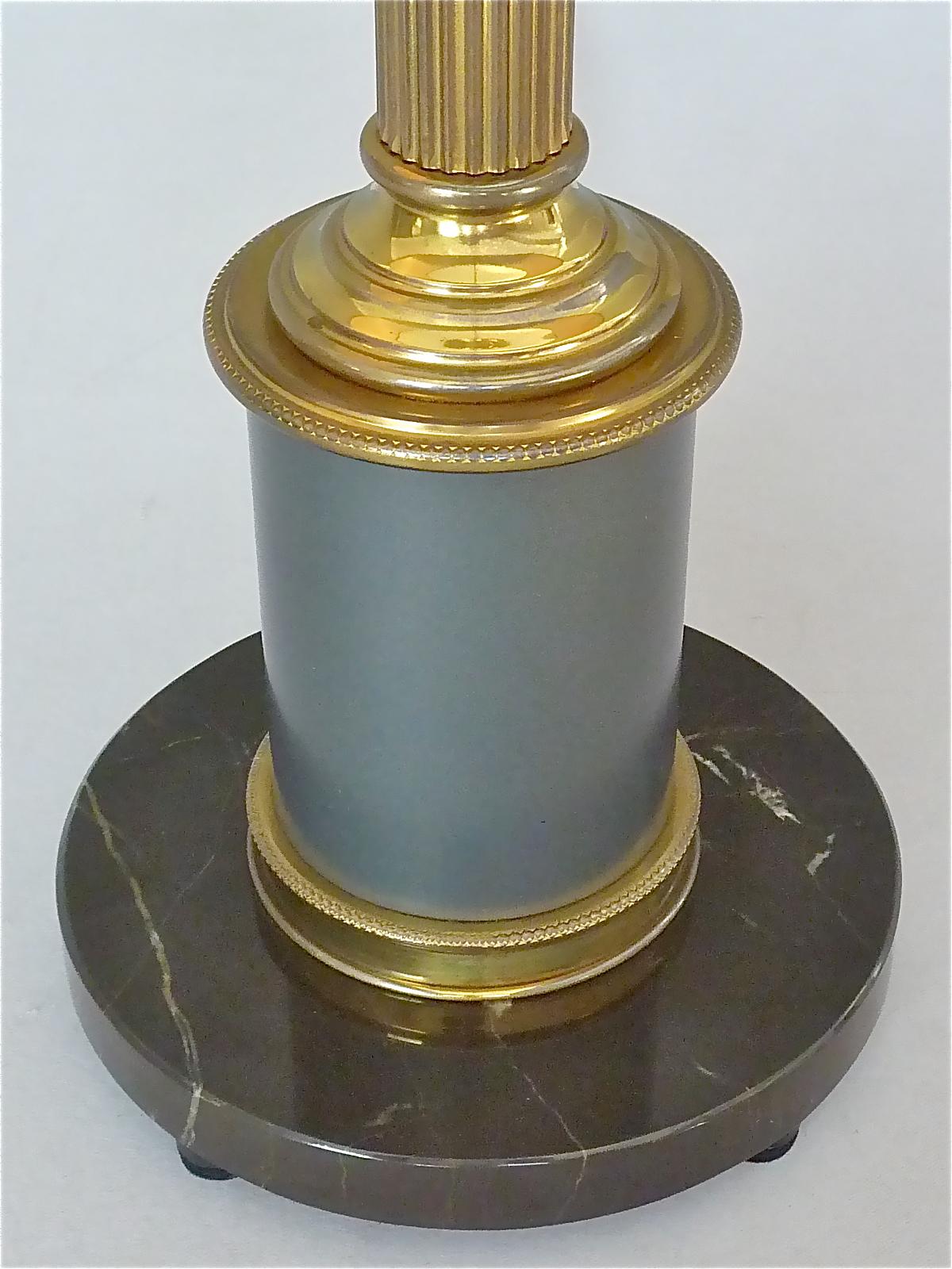 Mid-20th Century Classical French Maison Jansen Table Lamp Marble Gunmetal Brass, 1950s, Charles For Sale