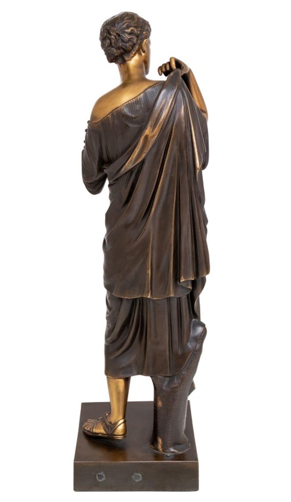 French Classical Gilt & Patinated Bronze of a Woman For Sale