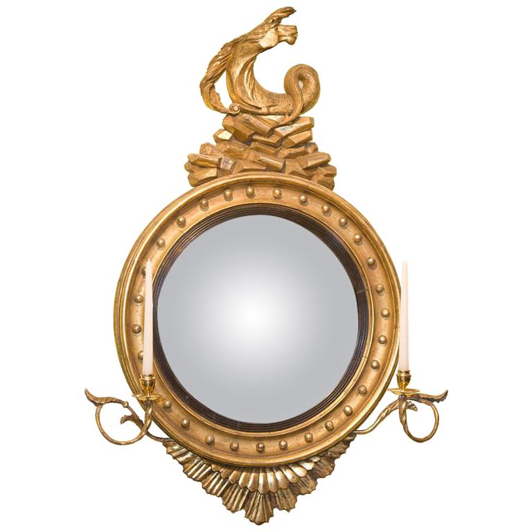 Classical Gilt wood convex mirror For Sale