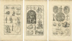 Classical Gods & Mythology, Set of 3 Antique Engravings – Montfaucon 1721