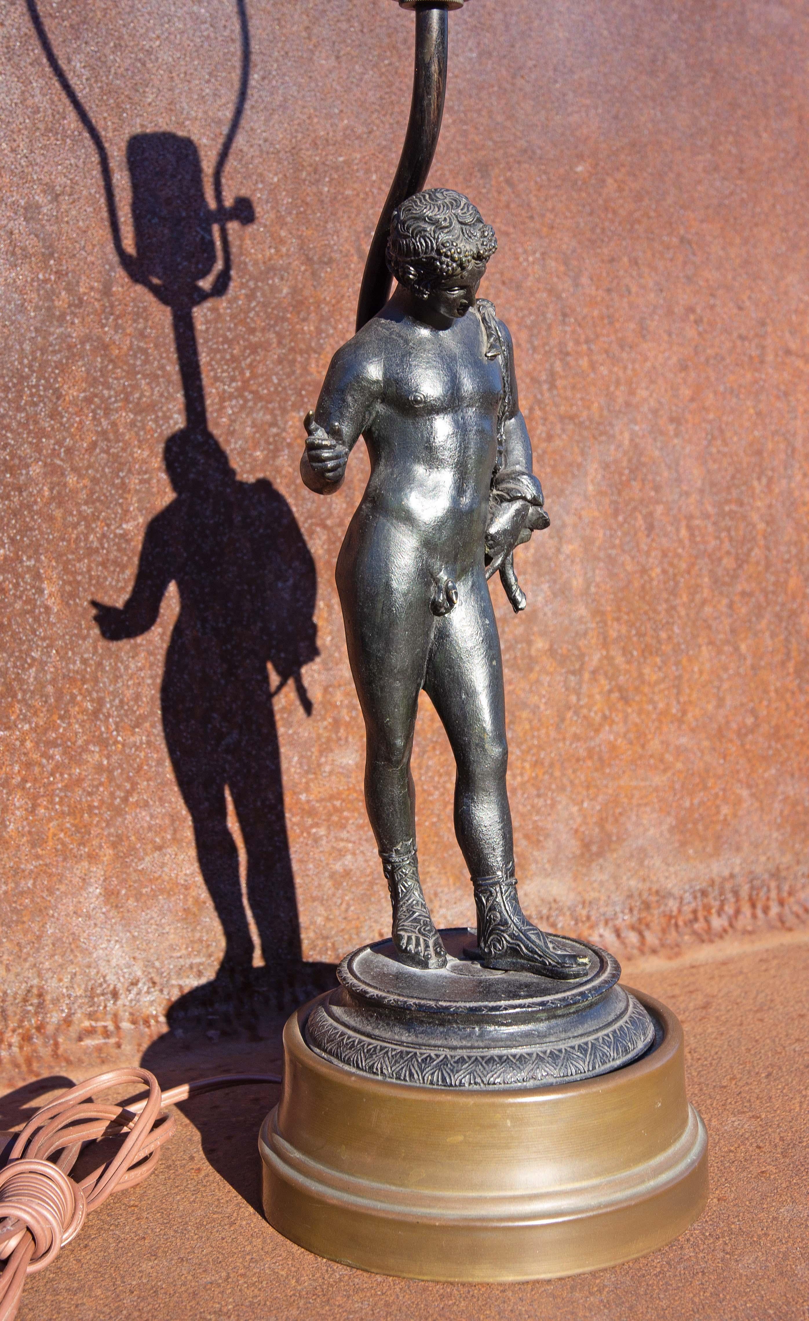 Bronzestatue des Narzissen in Grand Tour-Optik als Lampe montiert im Zustand „Gut“ im Angebot in Rochester, NY