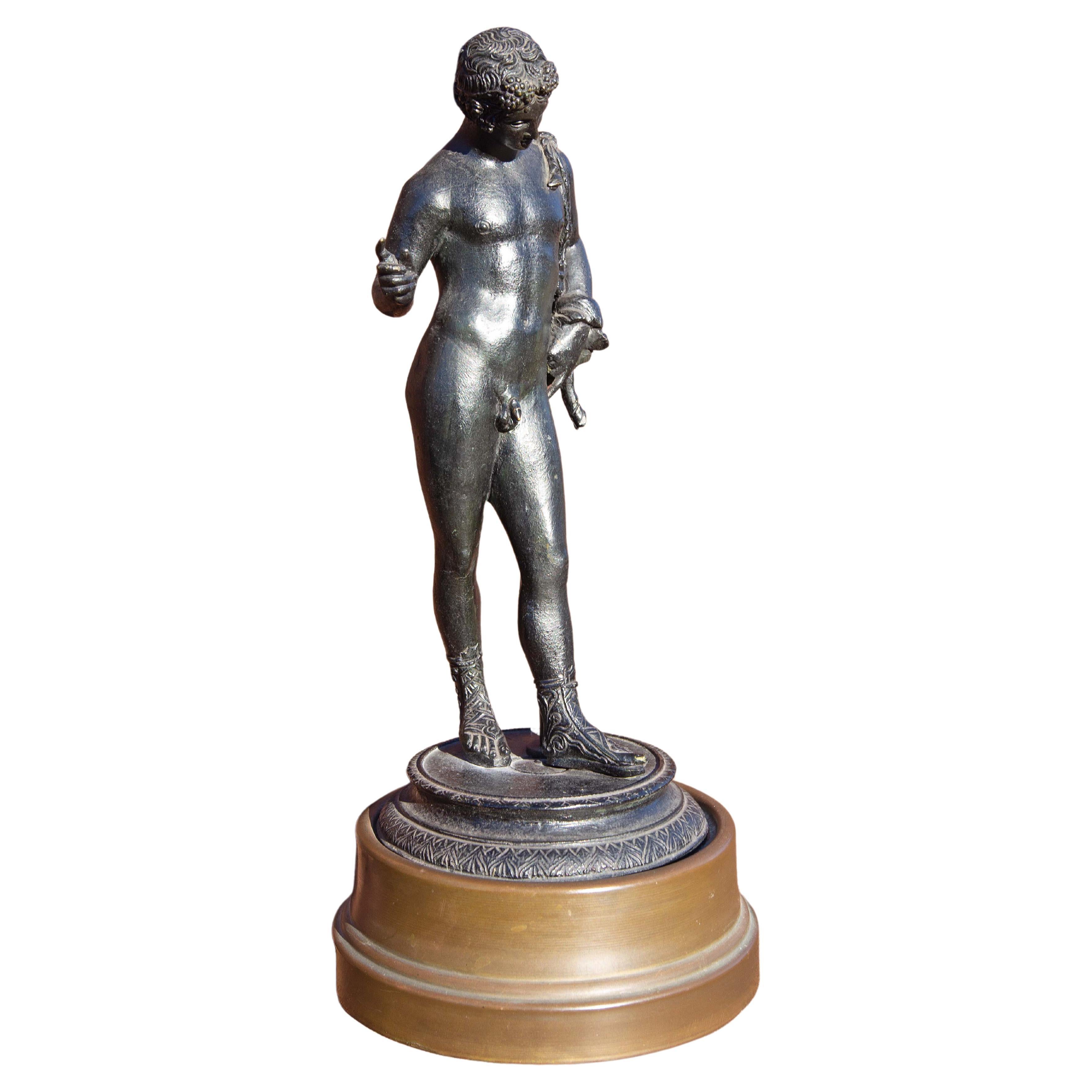Estatua Clásica de Bronce de Narciso Montada como Lámpara Grand Tour