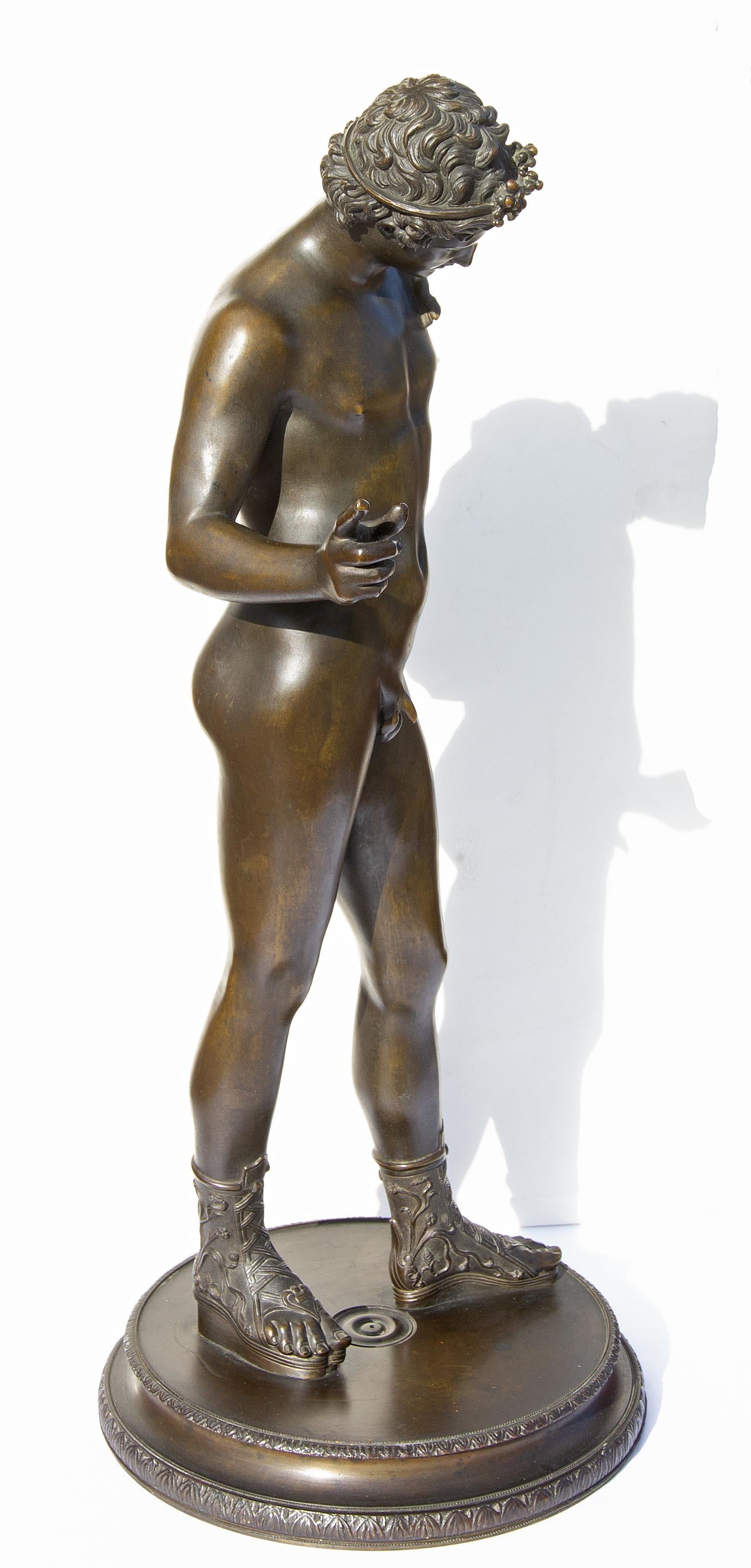 Patinated Classical Grand Tour Bronze Statue of Narcissus