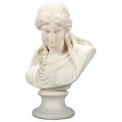 Classical Grecian Parian Copeland School Portrait Bust of a Woman, circa 1890