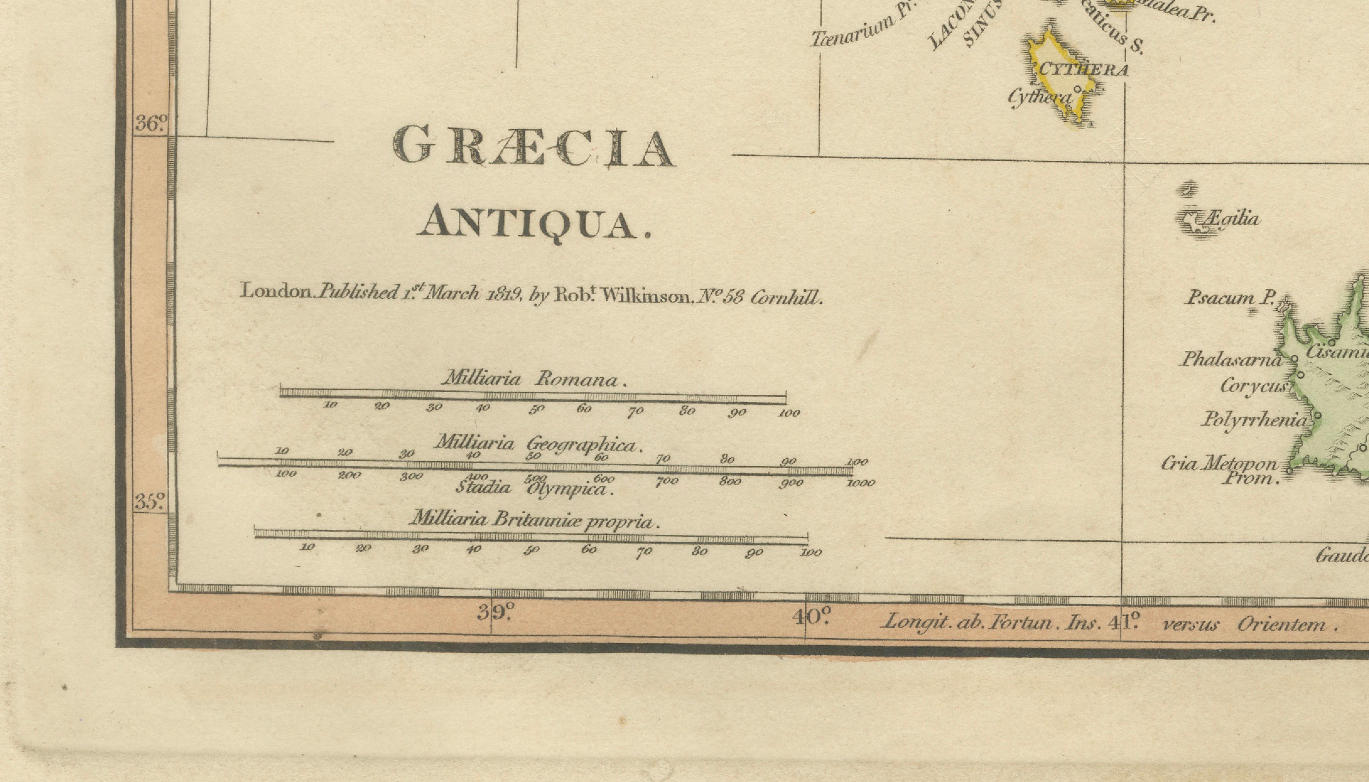 Classical Greece Map — Græcia Antiqua, Ancient Cities & Islands, Wilkinson 1819