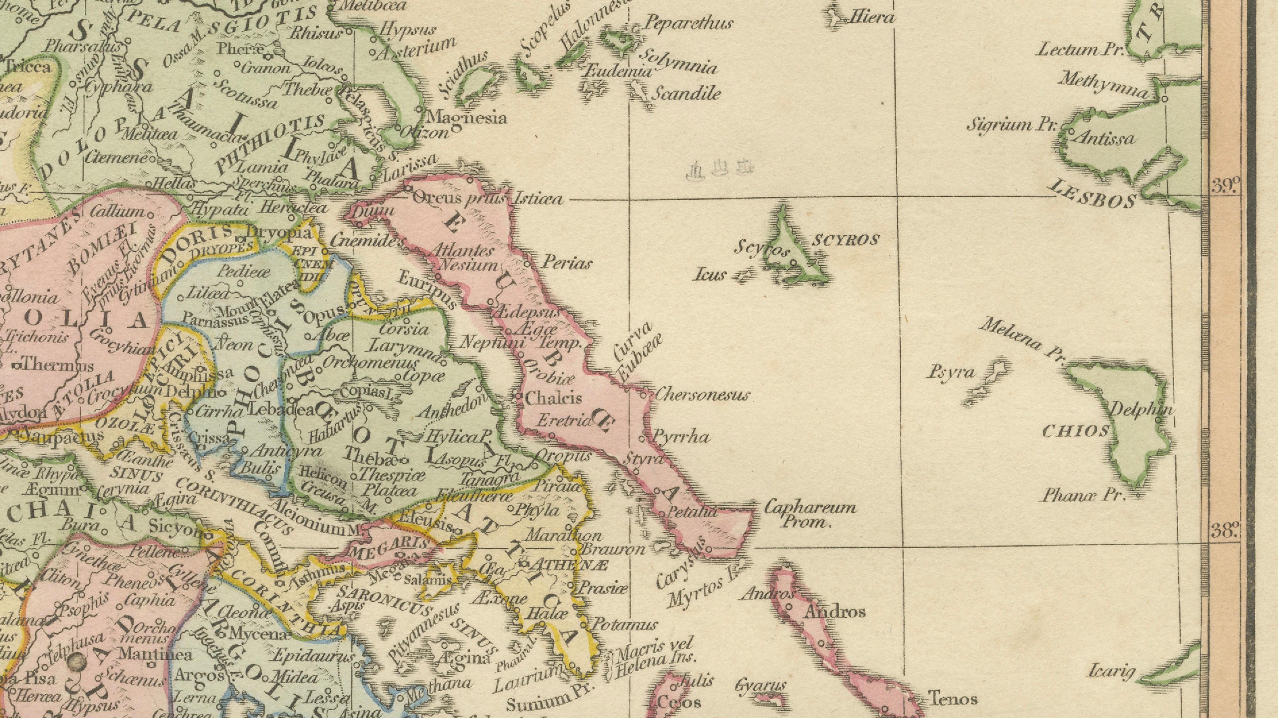 Classical Greece Map — Græcia Antiqua, Ancient Cities & Islands, Wilkinson 1819