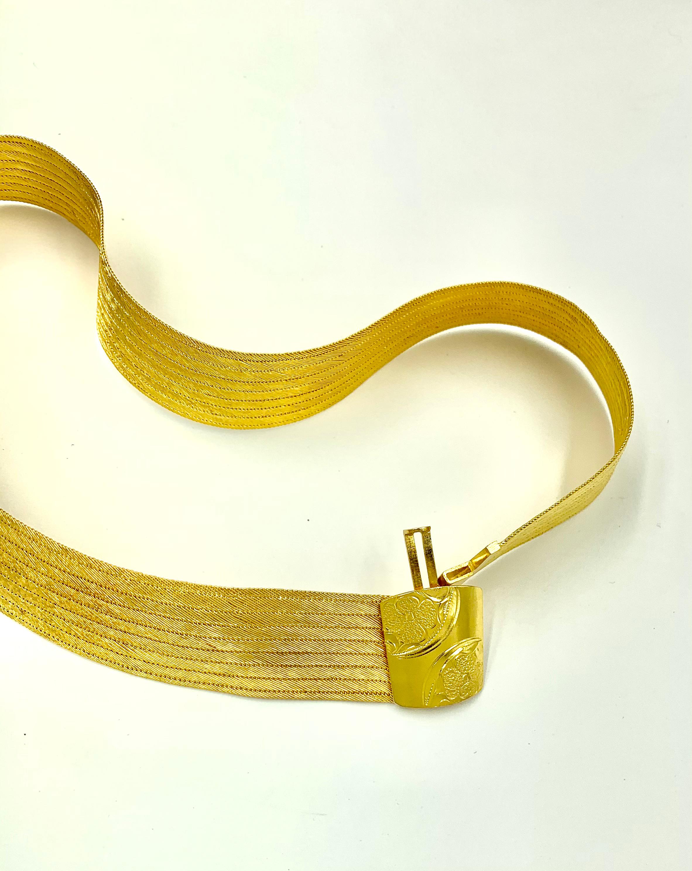Klassische griechische 22K gewebte Gold Halskette und Ohrringe, Tages- bis Nacht-Suite im Angebot 3