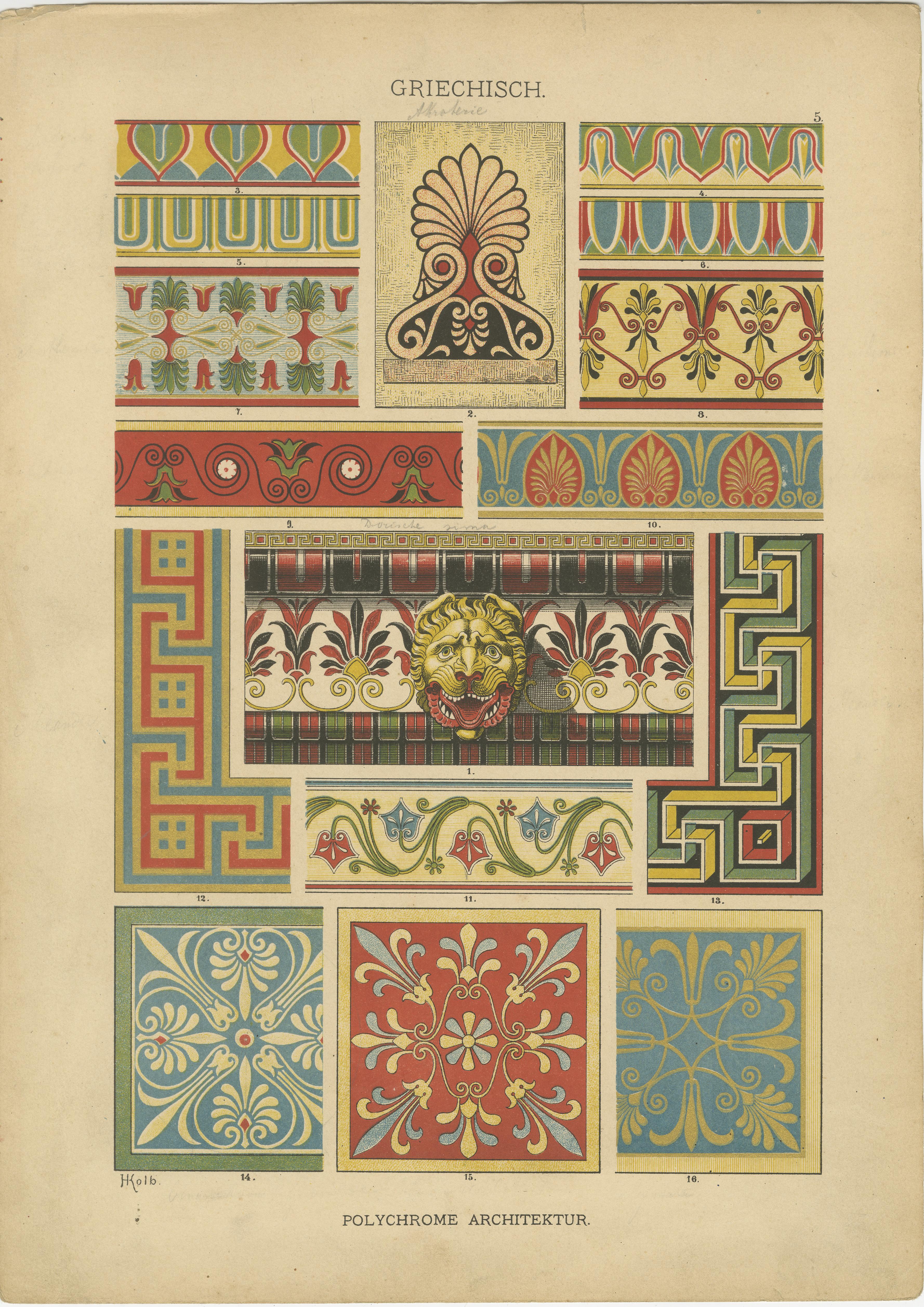 Formes d'art grec classiques : Splendor architectural et ornemental, 1887 Bon état - En vente à Langweer, NL