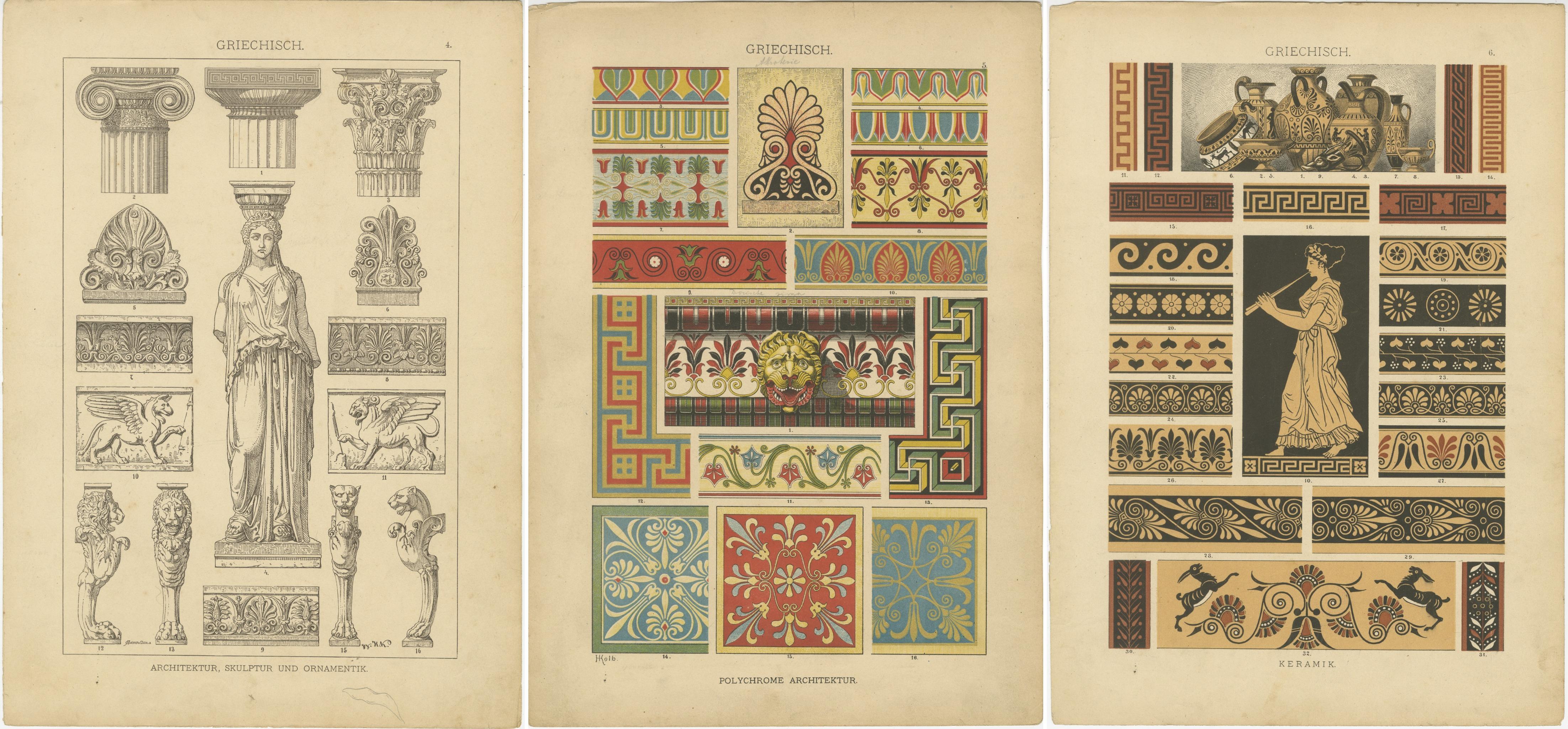 Papier Formes d'art grec classiques : Splendor architectural et ornemental, 1887 en vente