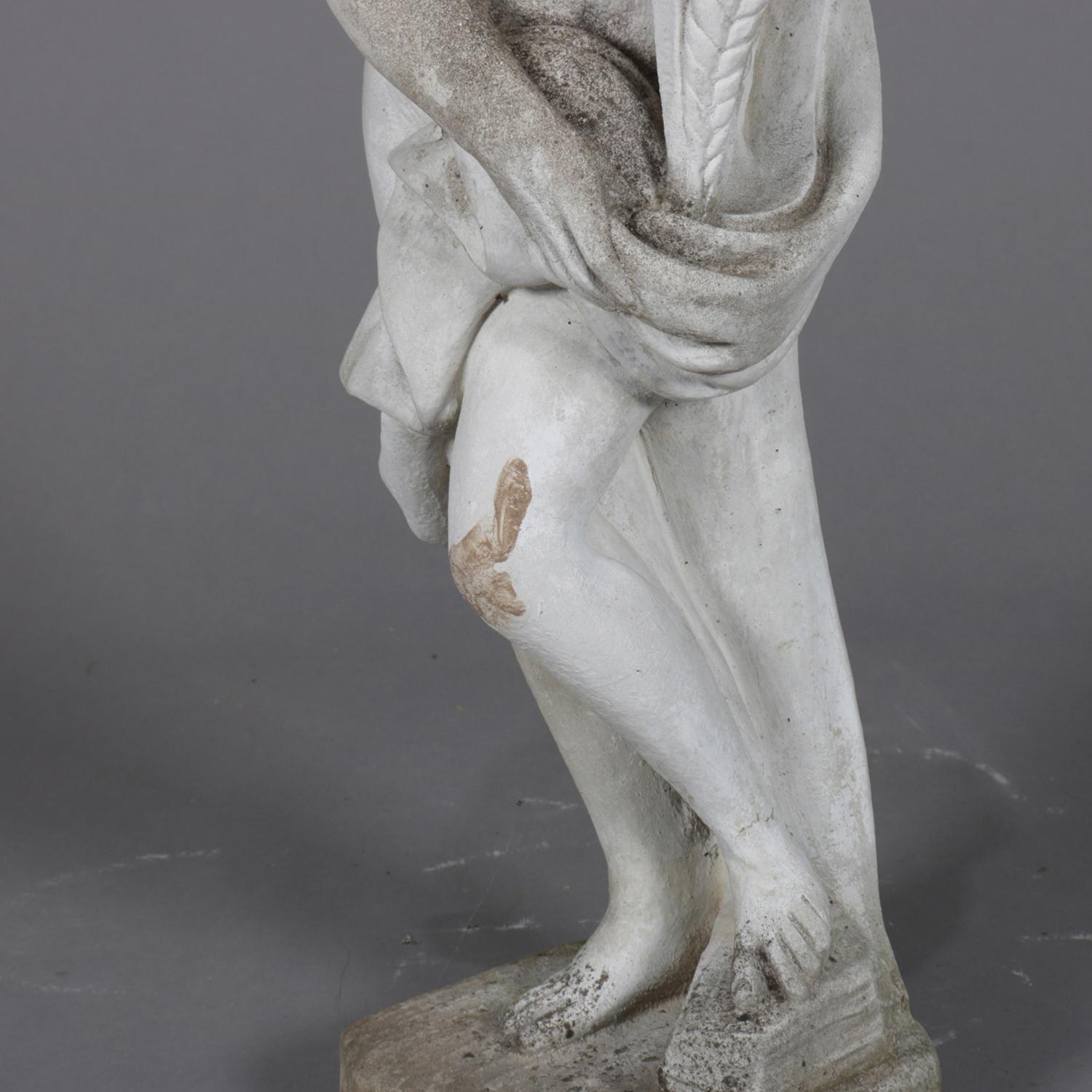 20th Century Classical Greek Cast Stone Horae Auxo Goddess of Summer Garden Sculpture