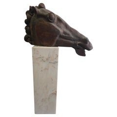 Cabeza de estilo griego clásico de Alfredo Lanz, terracota sobre base de mármol, Italia, década de 1970