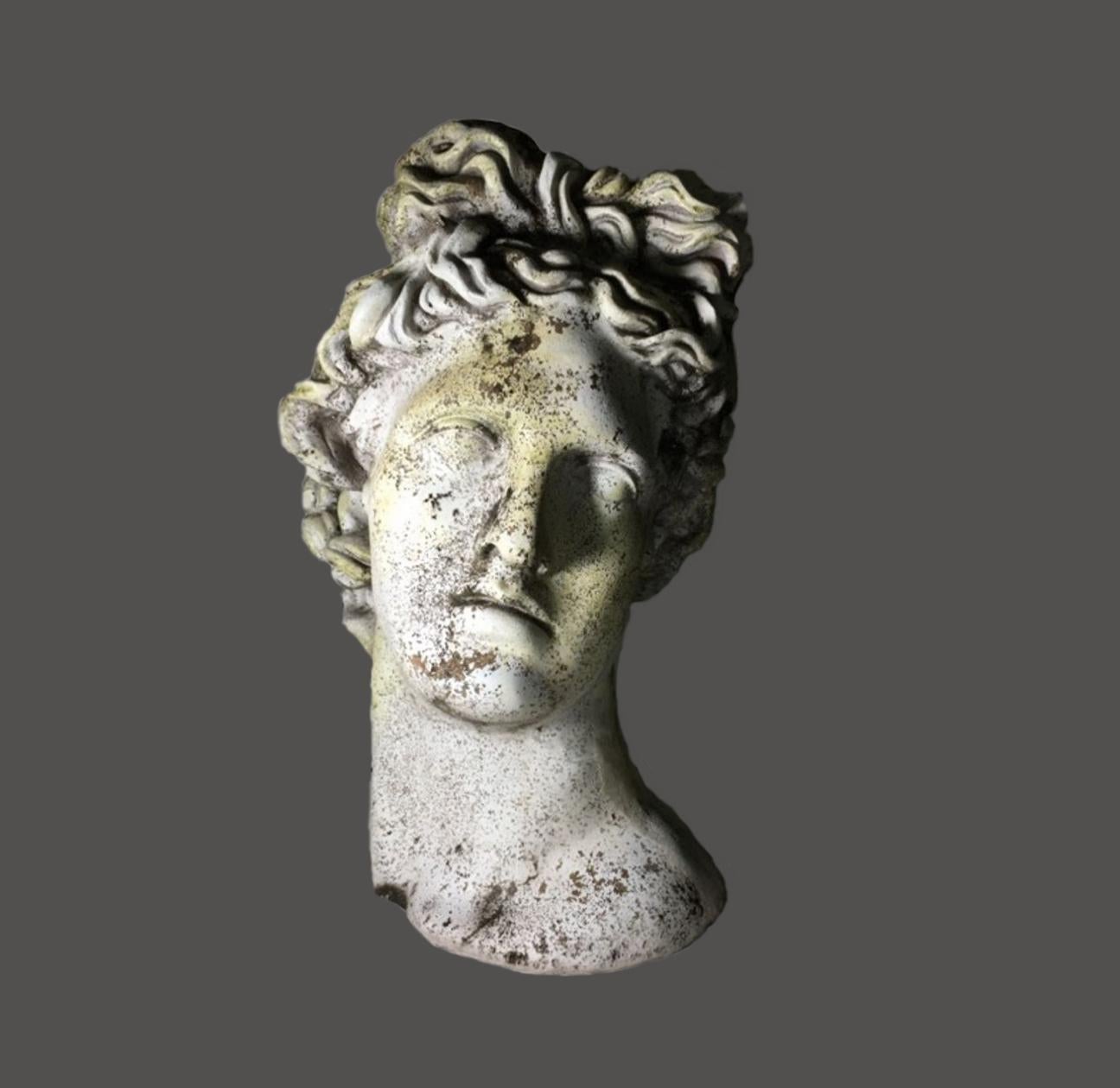 A fantastic decorative Classical Greek statue planter, depicting the head of Alexander the Great. Mid-20th century and alive with style and garden good looks, this planter will slay when employed inside the home or porch on a console or serving