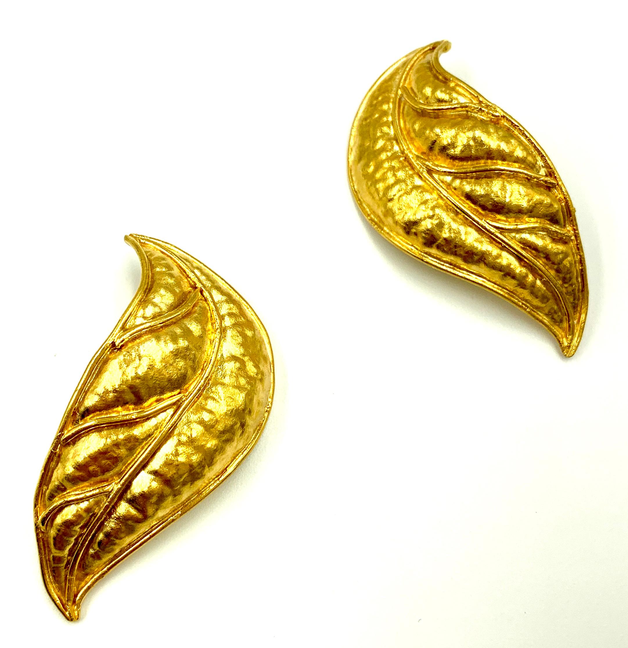 large gold leaf earrings
