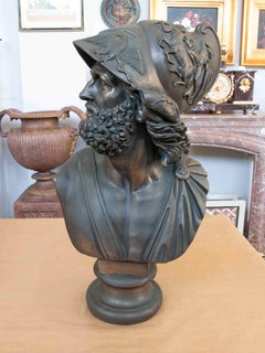 Classical Greek Warrior Bust in Resin with Bronze Finish