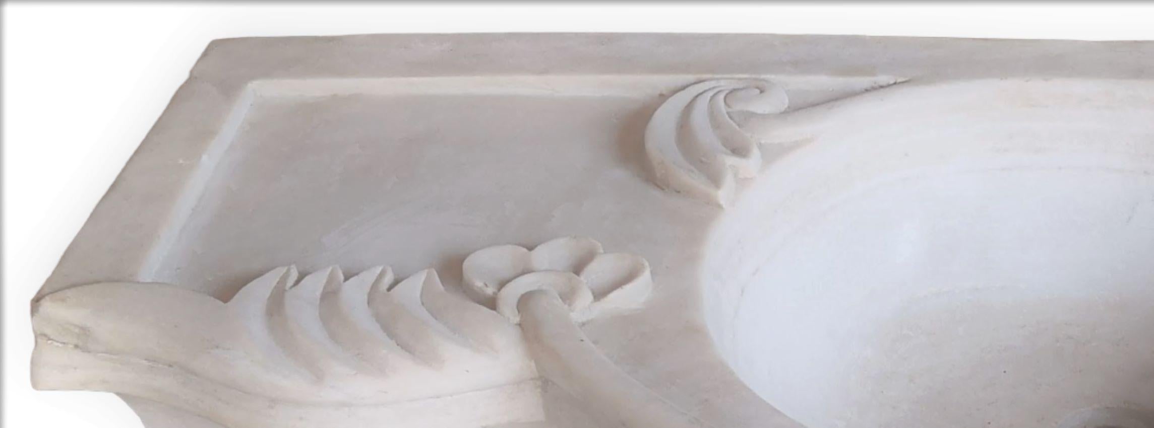 Classical Greek Classical Hand Carved Marble Sink Basin For Sale