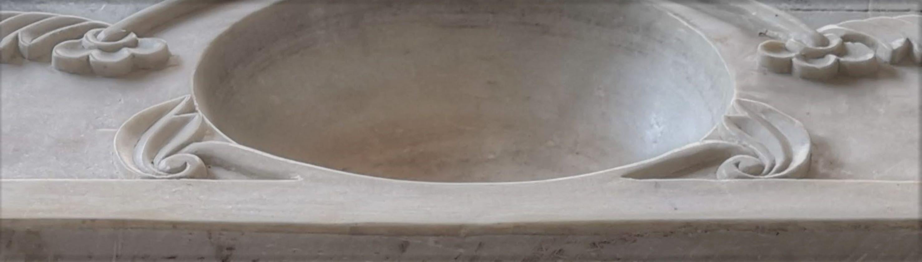 Italian Classical Hand Carved Marble Sink Basin For Sale