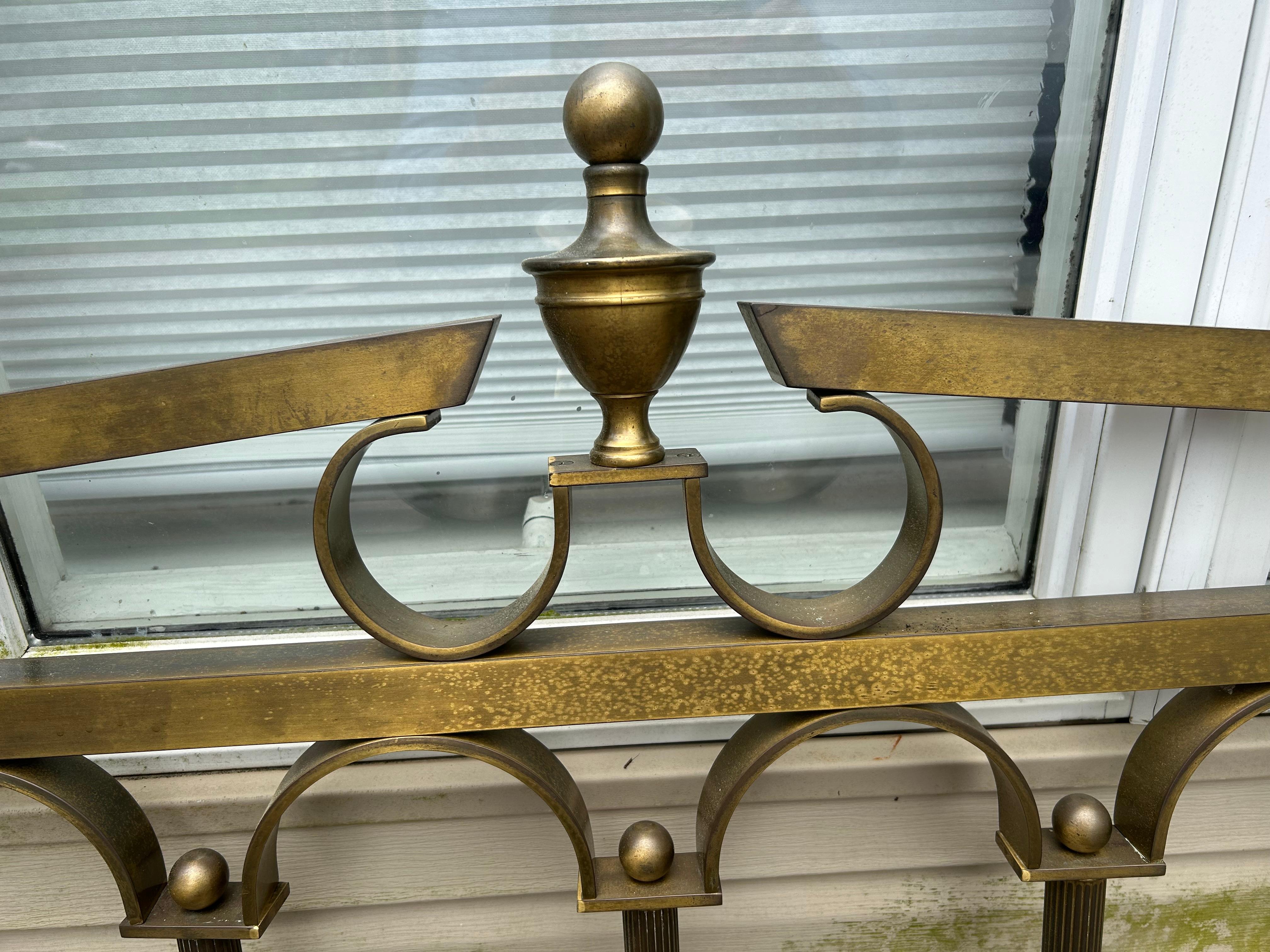 Vintage Mastercraft classical king-size brass headboard. This beautiful and elegant brass headboard measuring 50