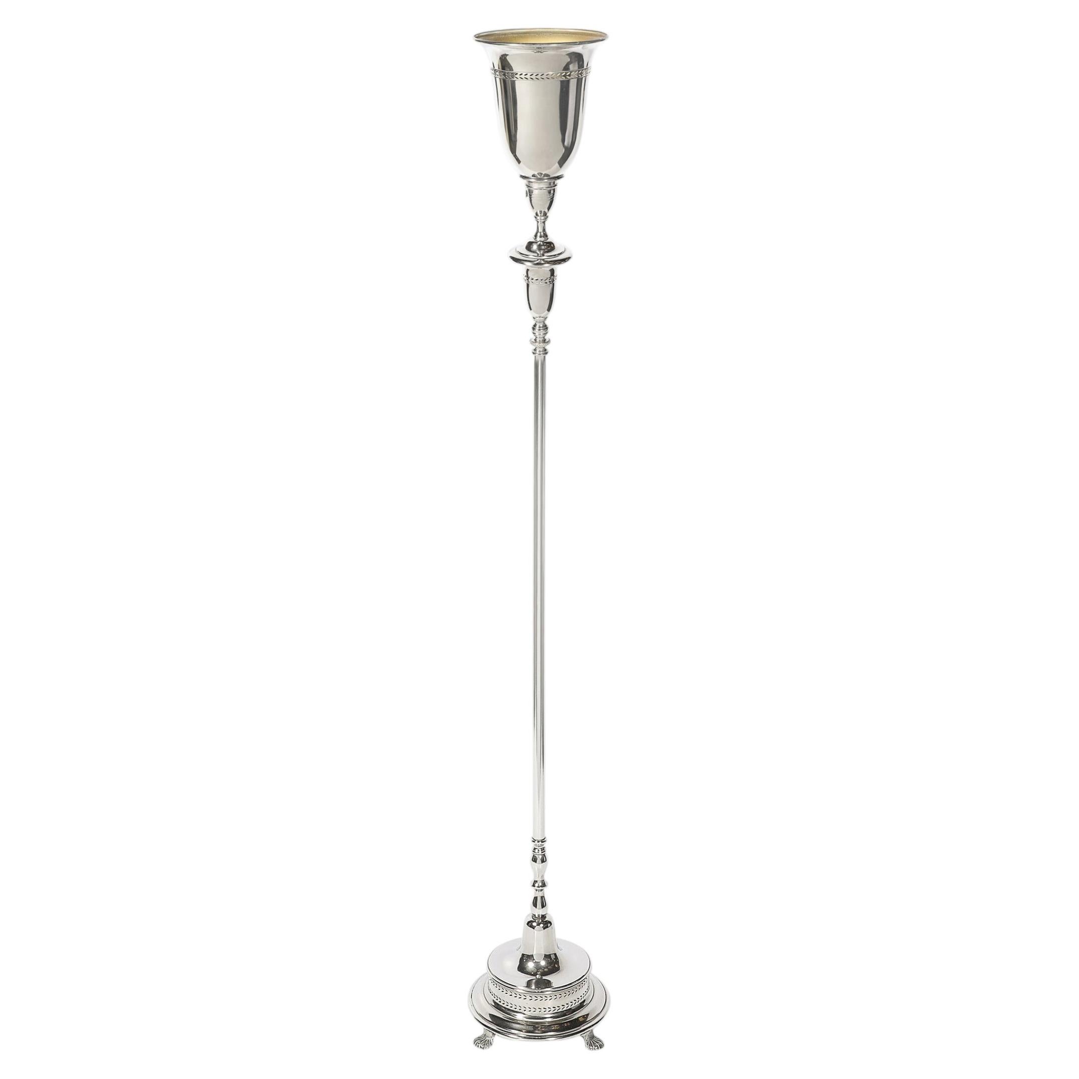 Classical Hollywood Regency Silvered Bronze Torchiere