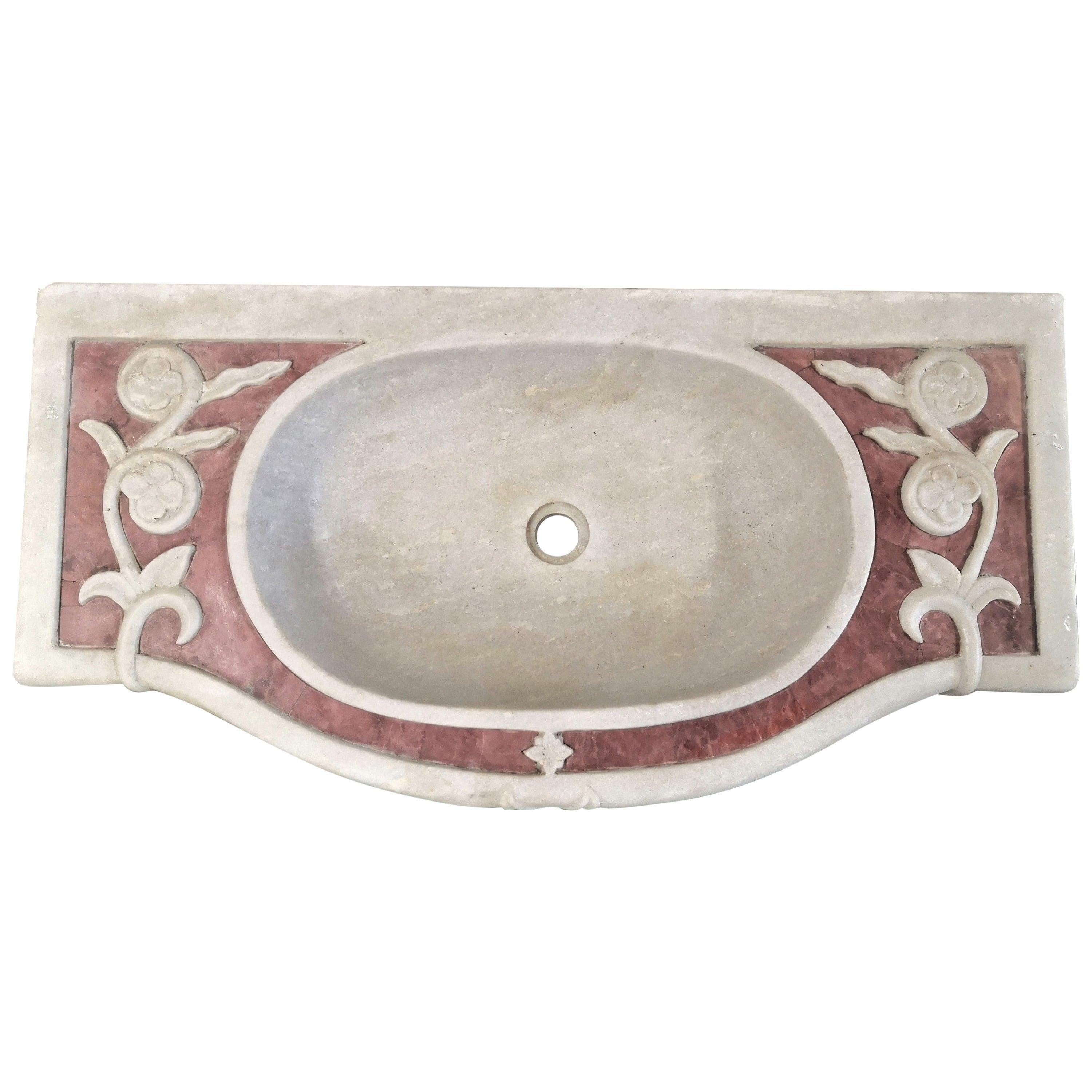 Vasque classique en marbre sculpté et incrusté A Stone Bon état - En vente à Cranbrook, Kent