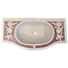 Retro Classical Inlaid Carved Marble Stone Sink Basin