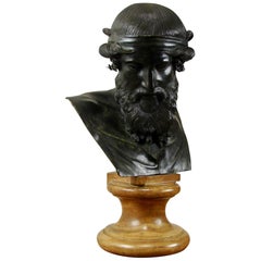 Classical Italian Bronze Bust after the Antique on a Sienna Marble Soccle