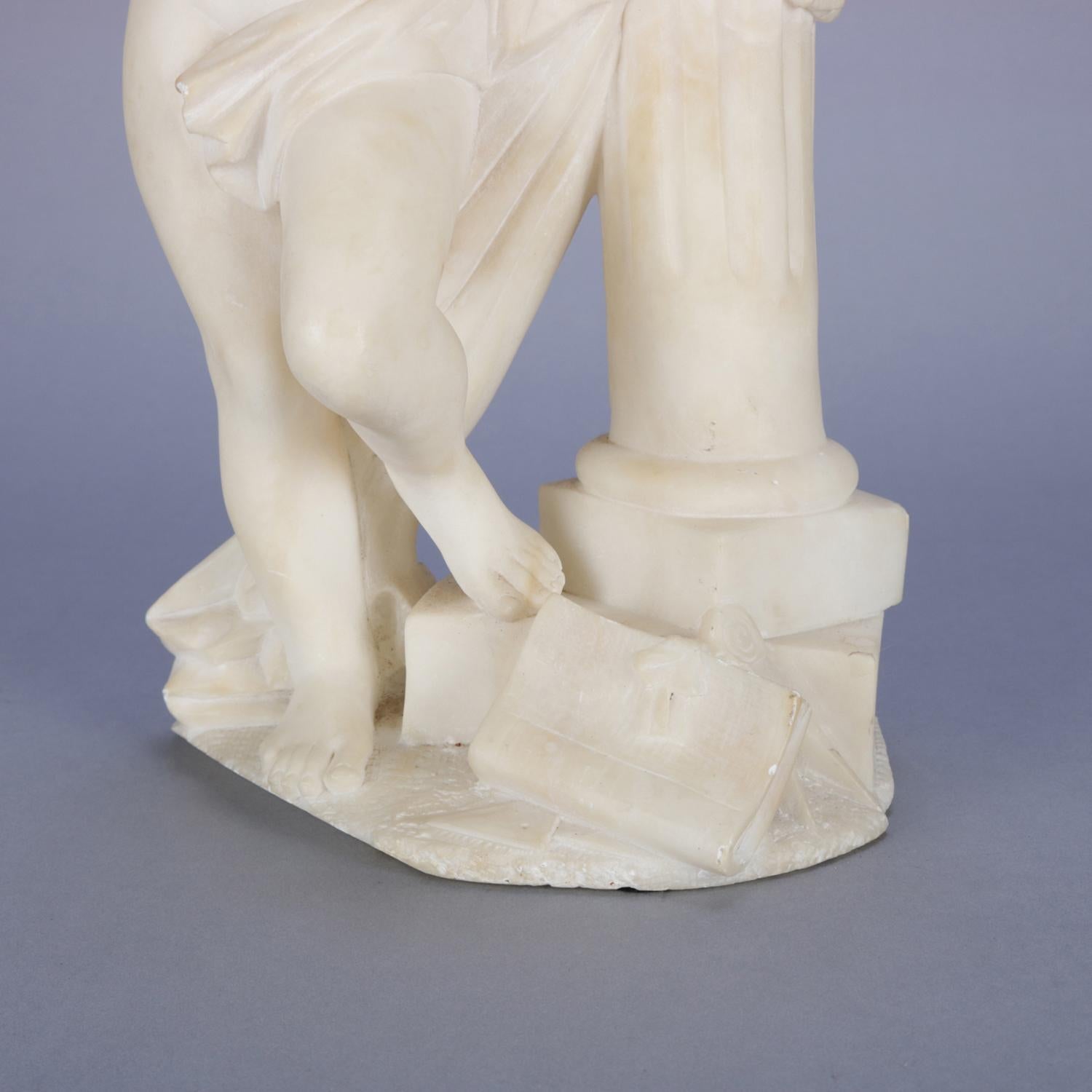 Classical Italian Carved Alabaster Figural Sculpture of a Child Poet, circa 1890 4