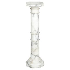 Classical Italian Carved Marble Doric Column Sculpture Display Pedestal