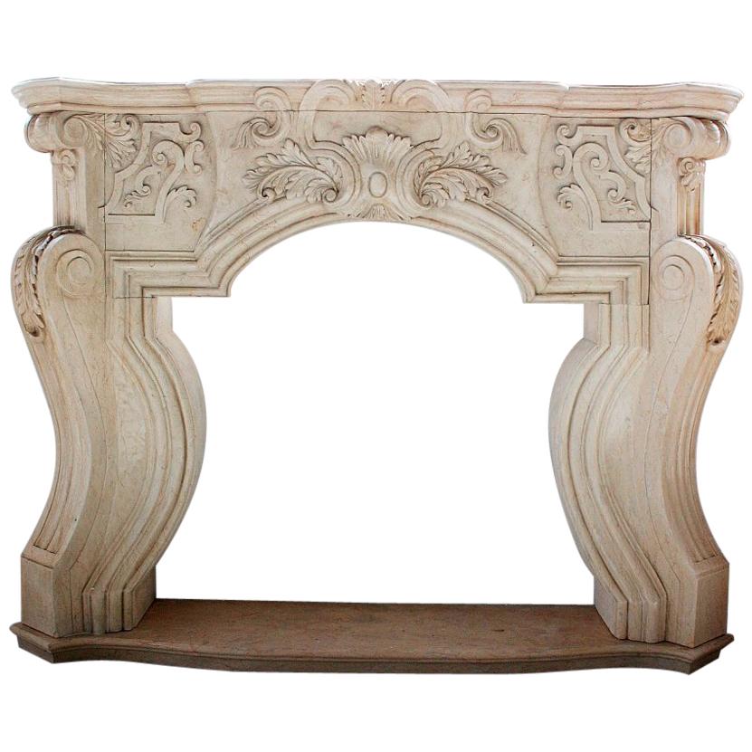 Classical Italian Fireplace Mantle Hand-Carved in Egyptian Yellow Marble