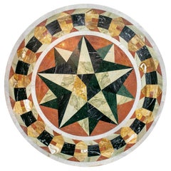 Vintage Classical Italian Pietra Dura Stone Mosaic Round Table Top