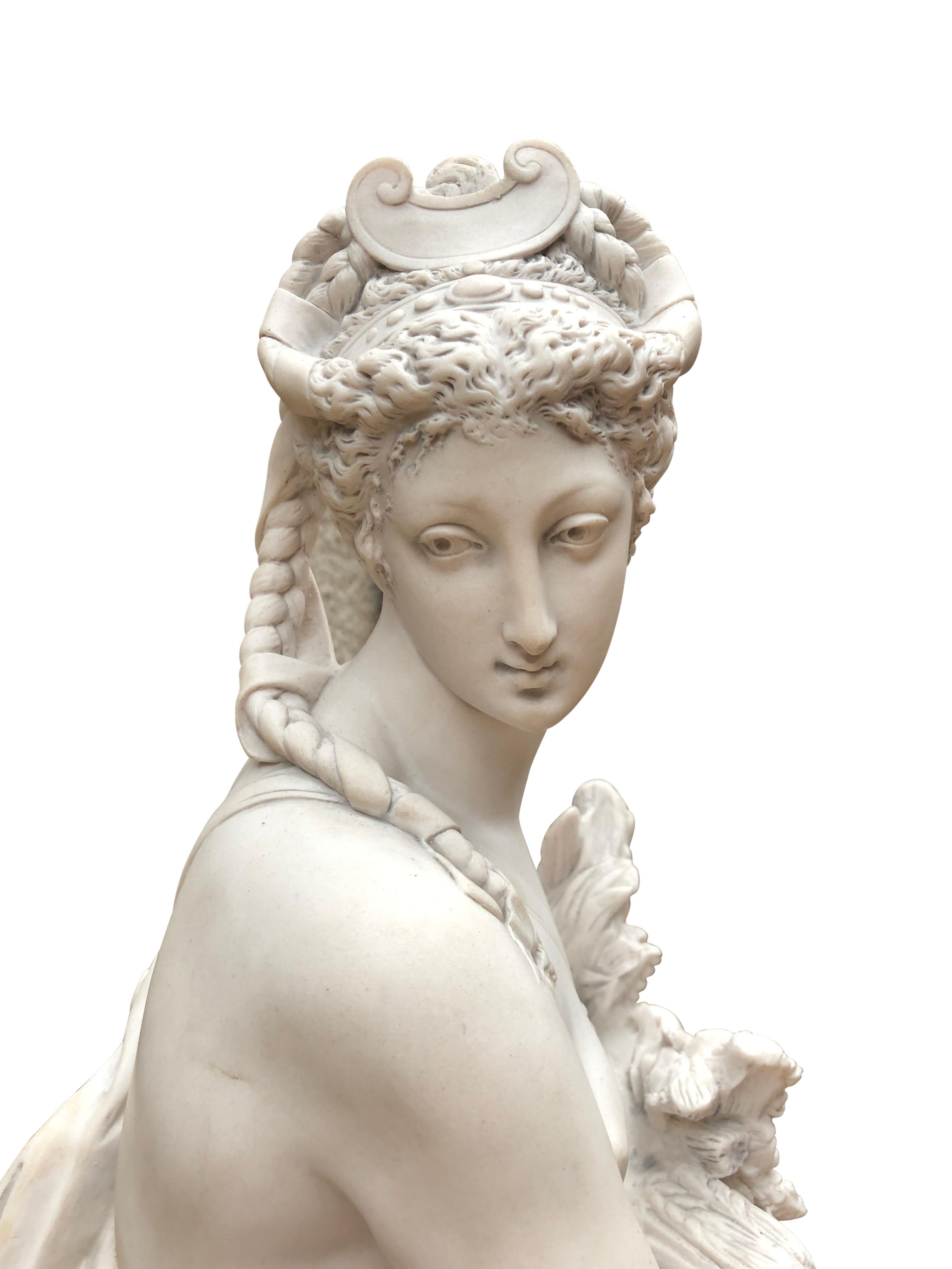 Classical Italian Stone Figurine Dilettanti Muse by Carrier, 20th Century For Sale 3
