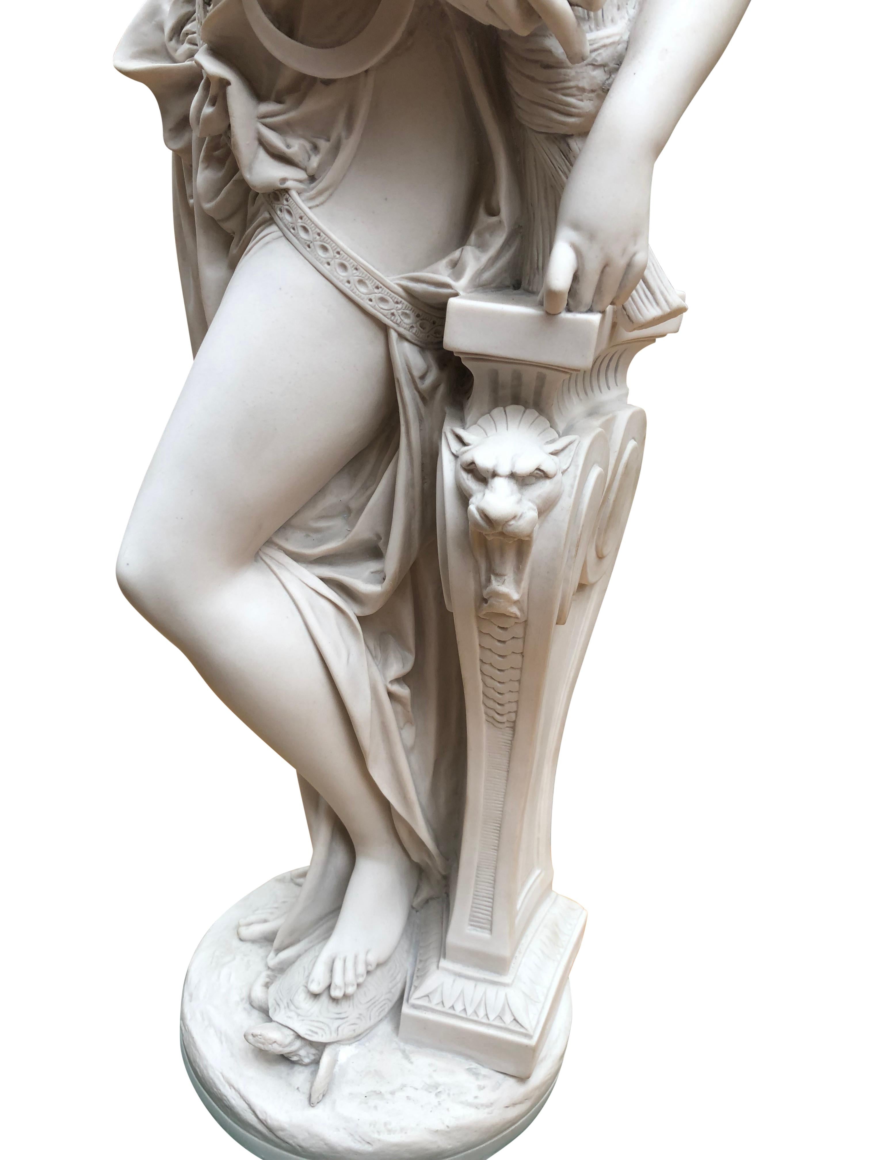 Classical Italian Stone Figurine Dilettanti Muse by Carrier, 20th Century For Sale 5