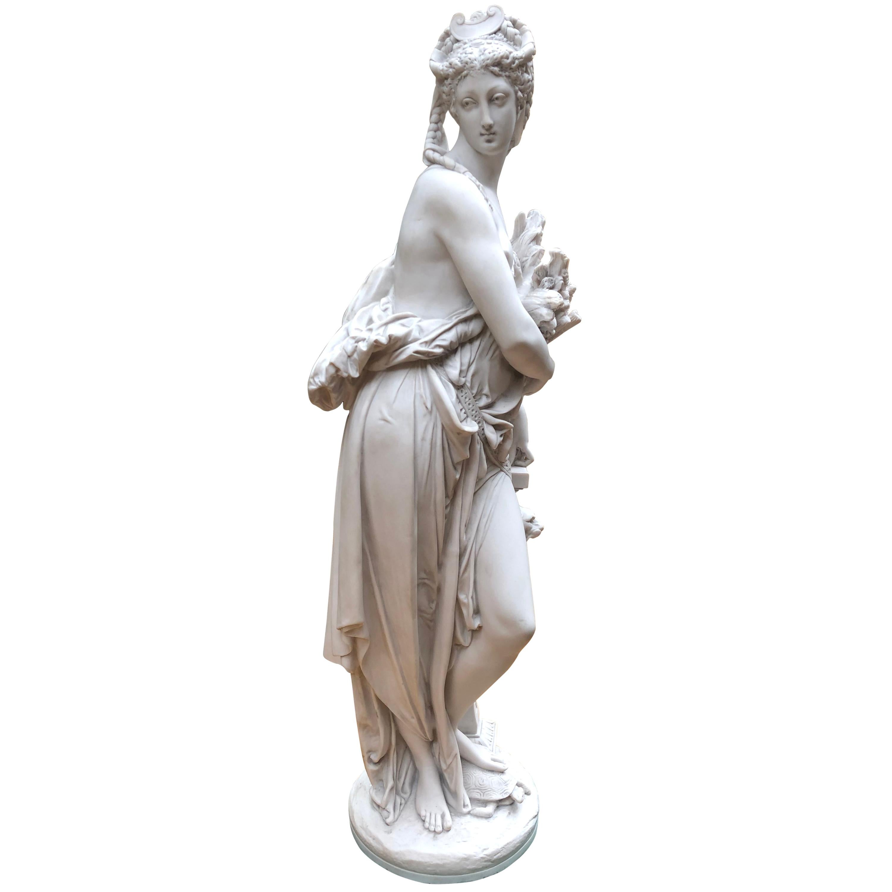 Classical Italian Stone Figurine Dilettanti Muse by Carrier, 20th Century For Sale