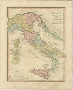 Classical Italy Antique Map — Italia Antiqua Roman Provinces & Cities, 1815