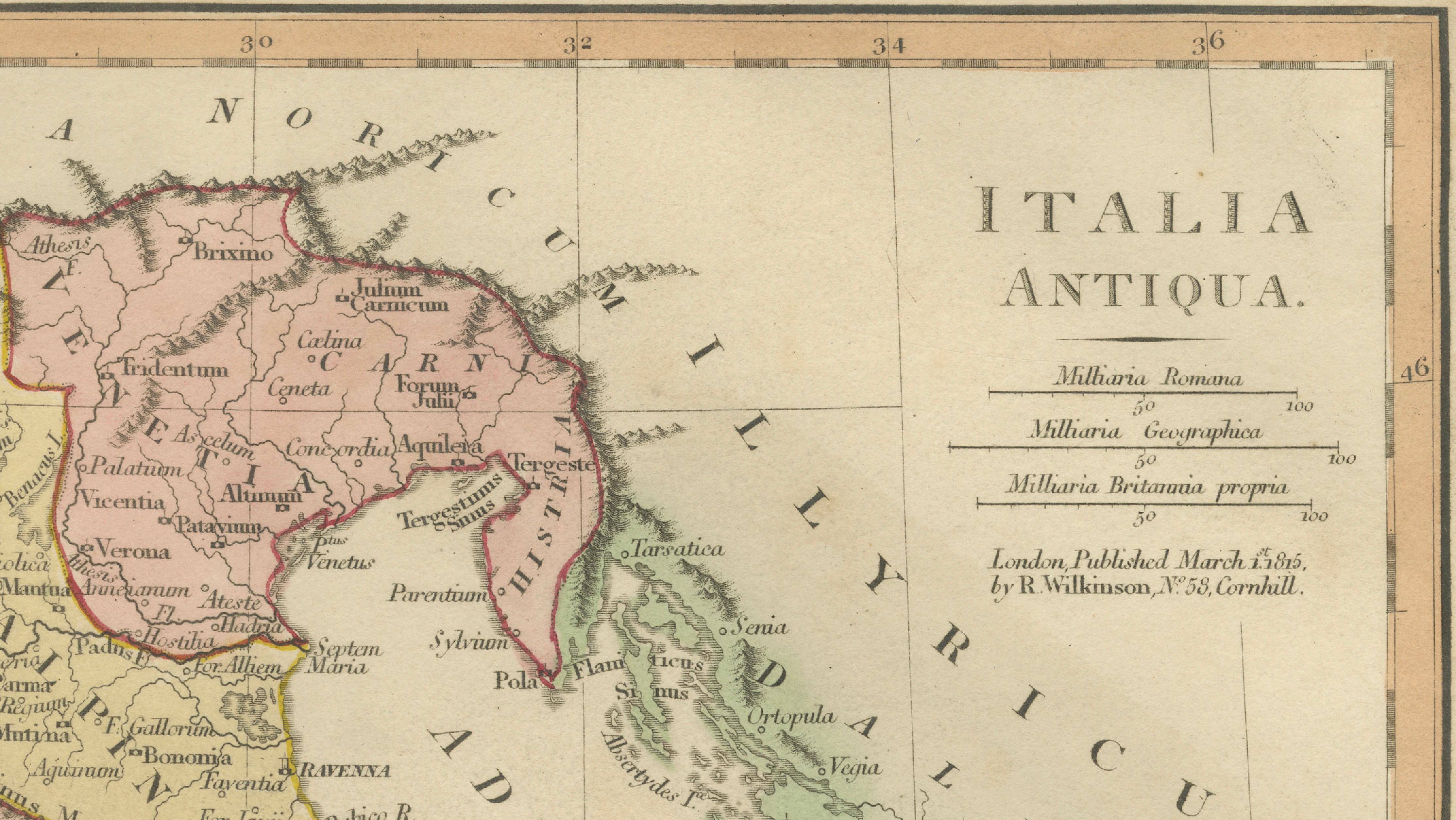 Classical Italy Antique Map — Italia Antiqua Roman Provinces & Cities, 1815