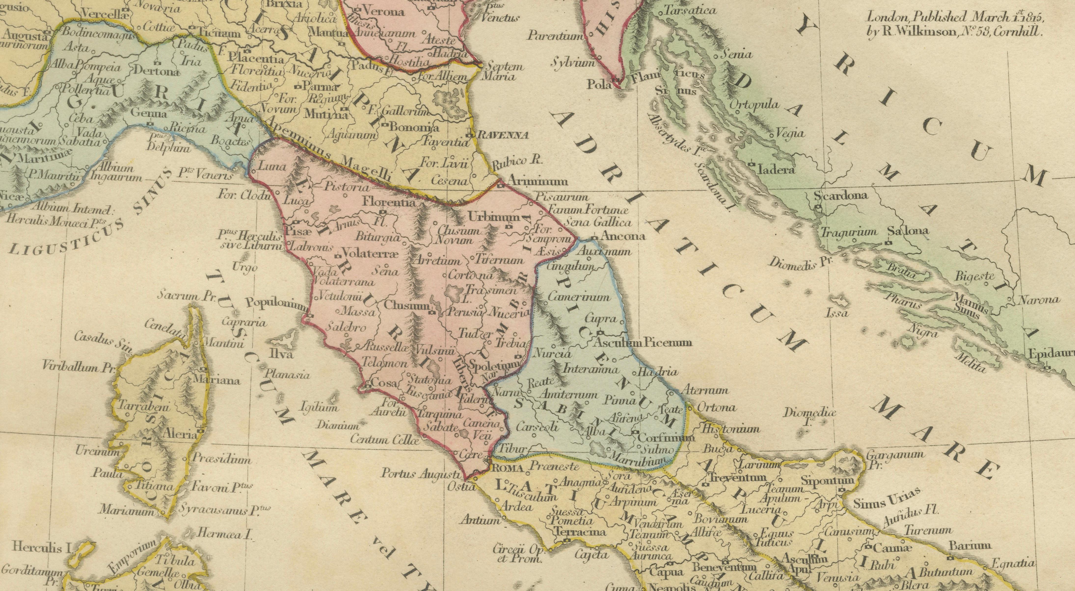 Classical Italy Antique Map — Italia Antiqua Roman Provinces & Cities, 1815