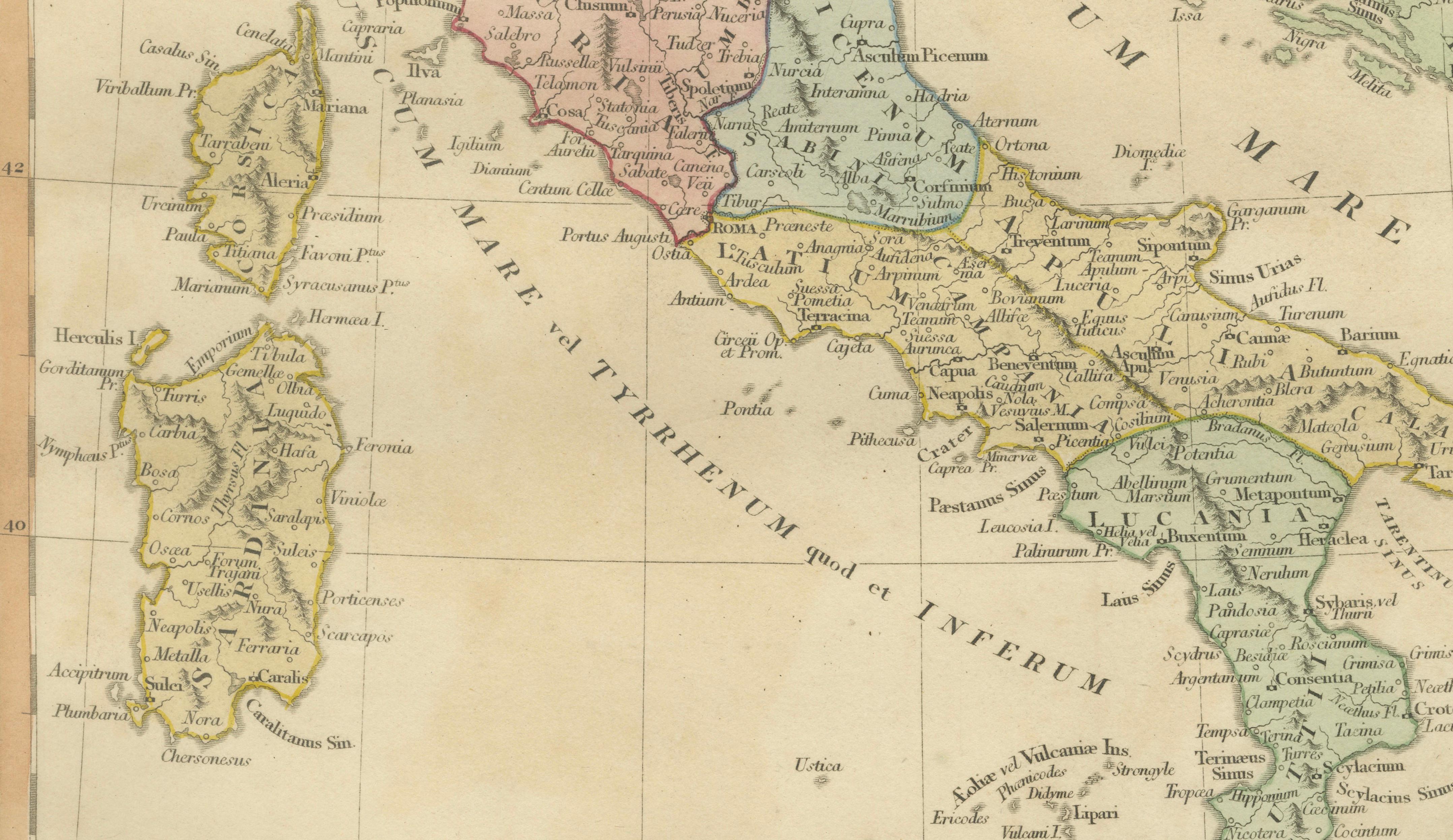 Classical Italy Antique Map — Italia Antiqua Roman Provinces & Cities, 1815