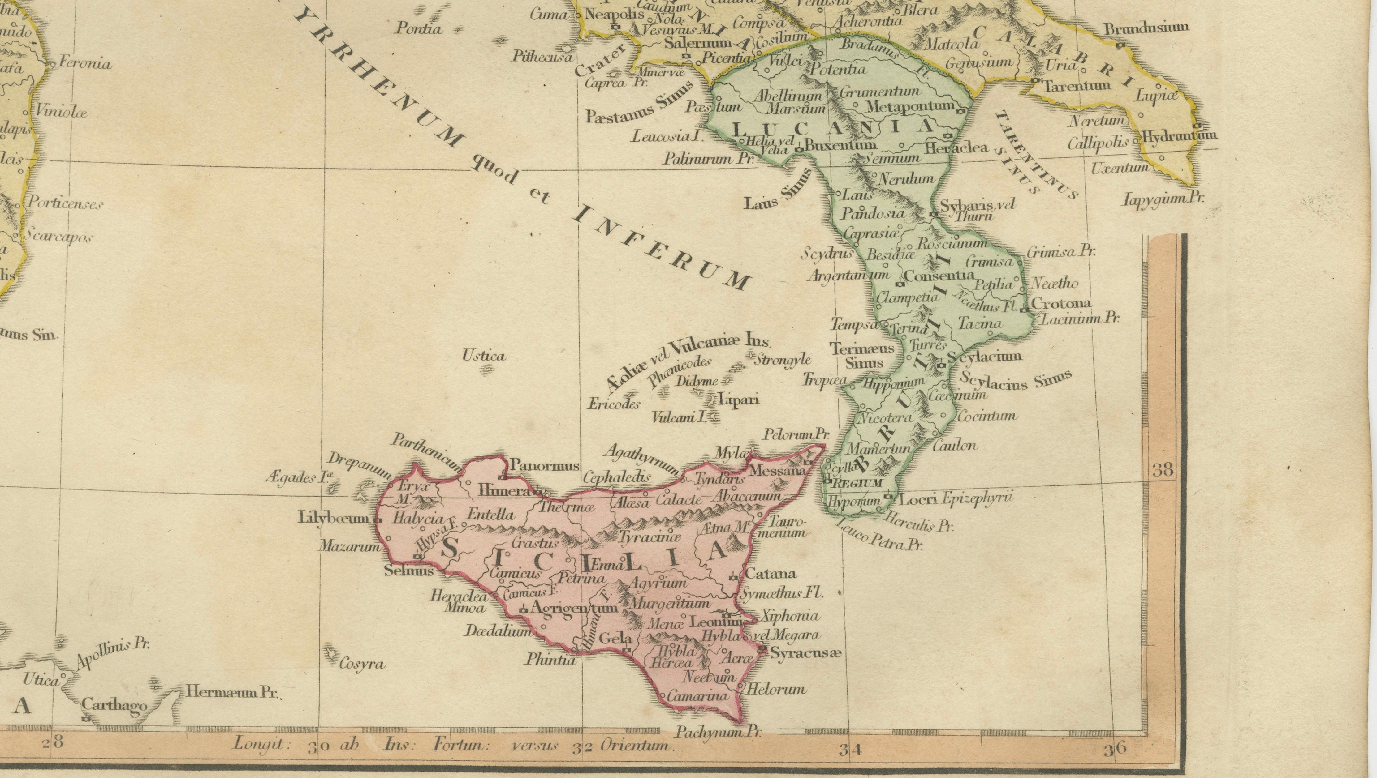 Classical Italy Antique Map — Italia Antiqua Roman Provinces & Cities, 1815