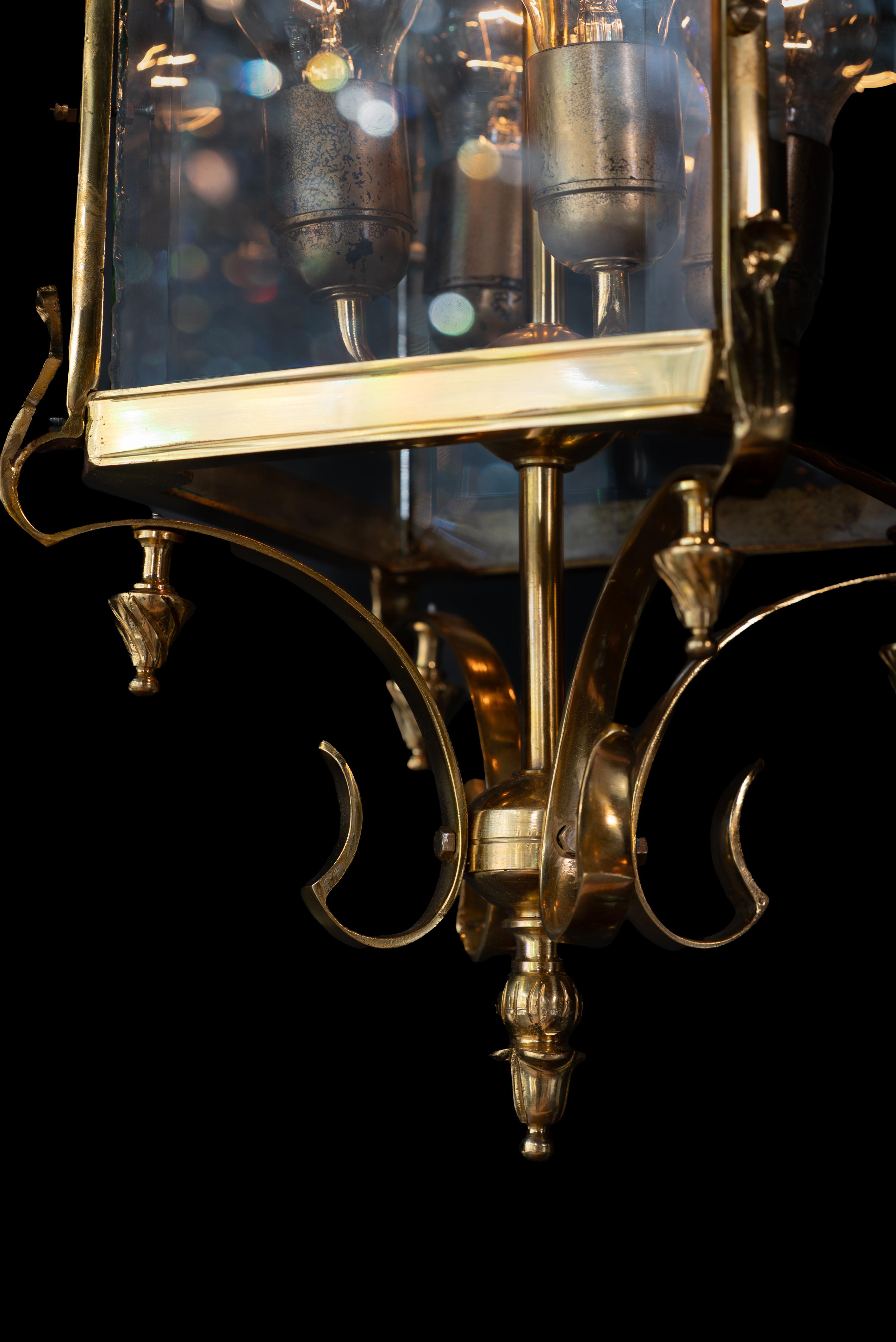 Lanterne Classique Laiton Verre Or Pendentif Lanterne en vente 4