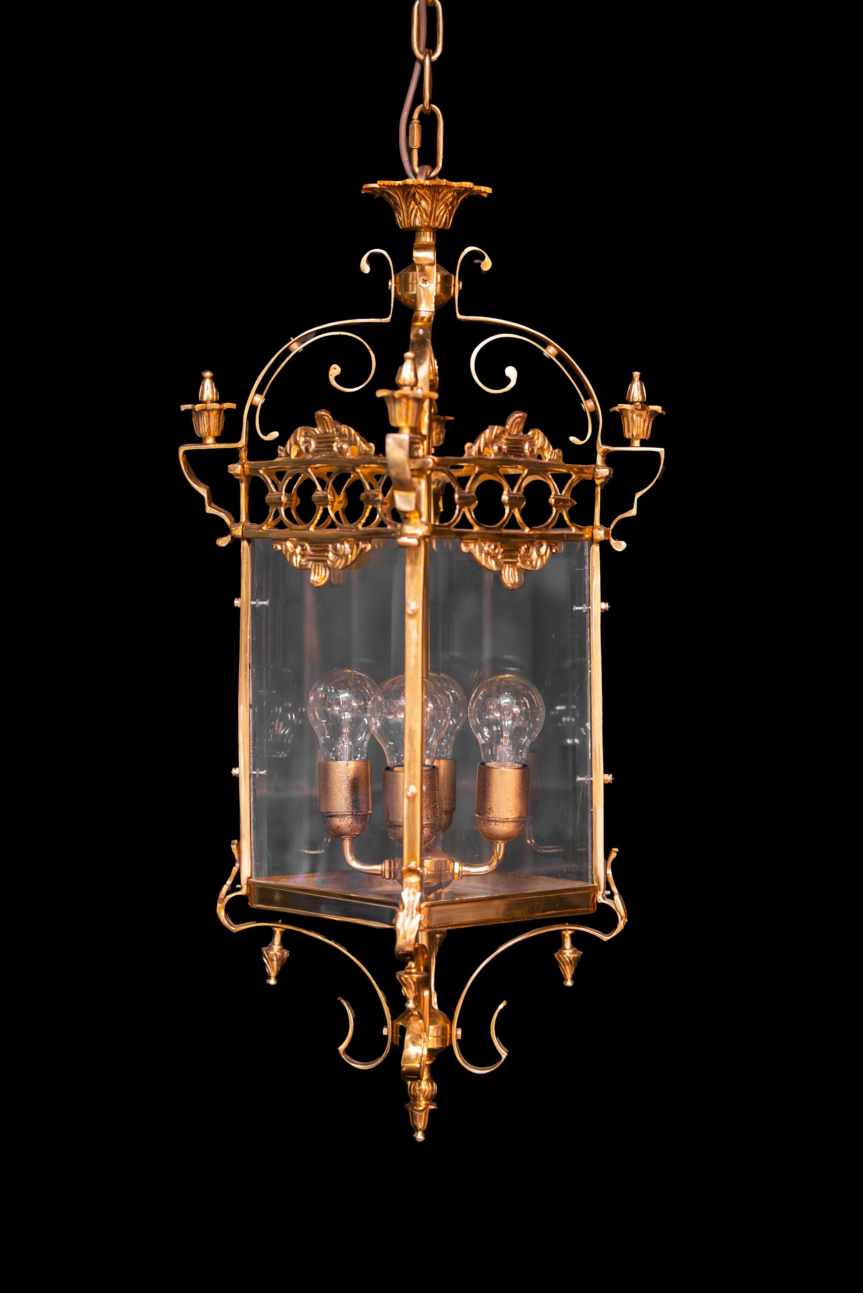 Lanterne Classique Laiton Verre Or Pendentif Lanterne Neuf - En vente à Berlin, DE