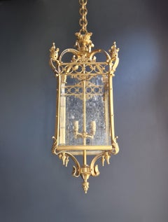 Classical Lantern Brass Glass Gold Pendant Lighting Lanterne