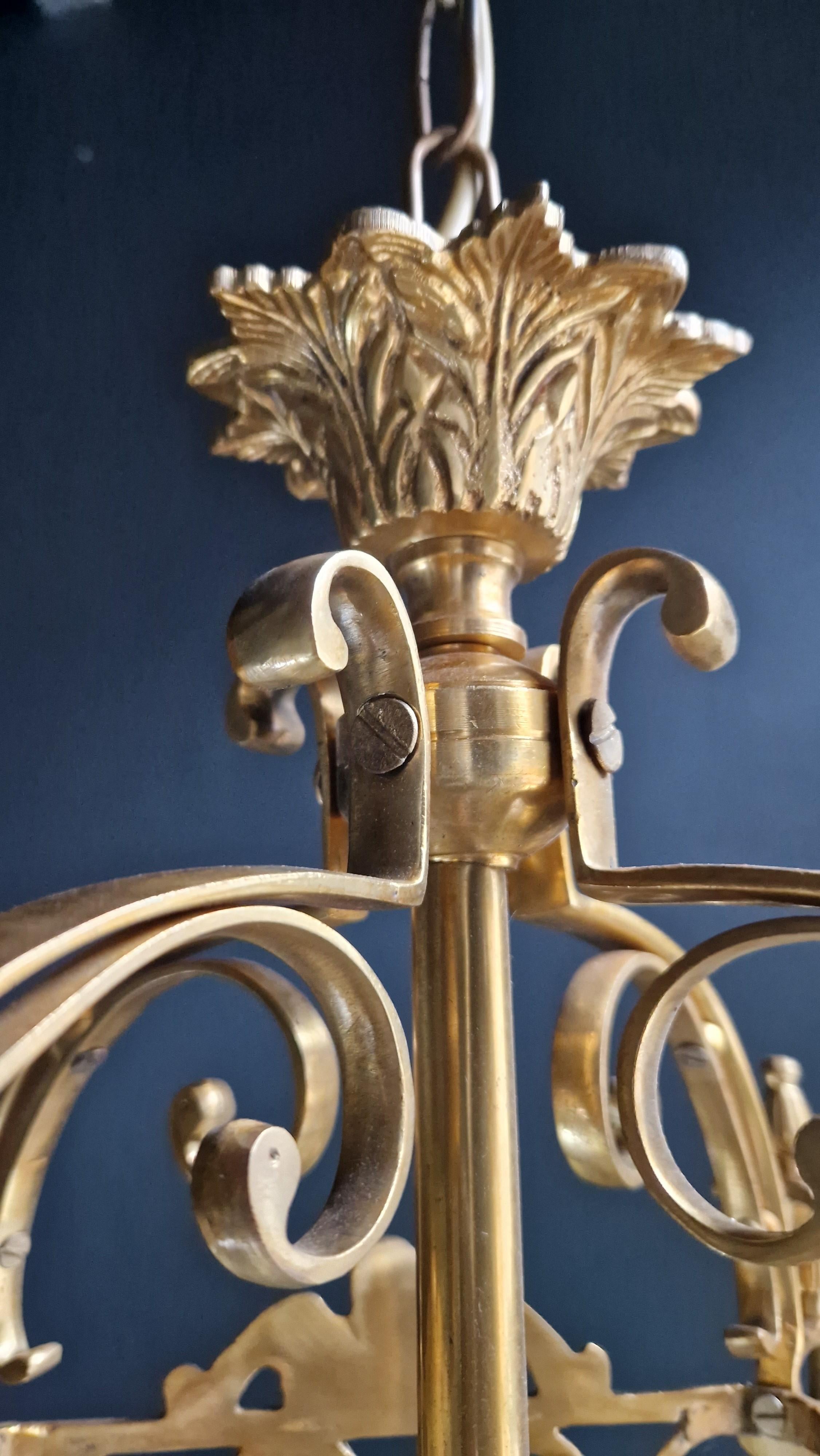 Contemporary Classical Lantern Brass Glass Gold Pendant Lighting Lanterne