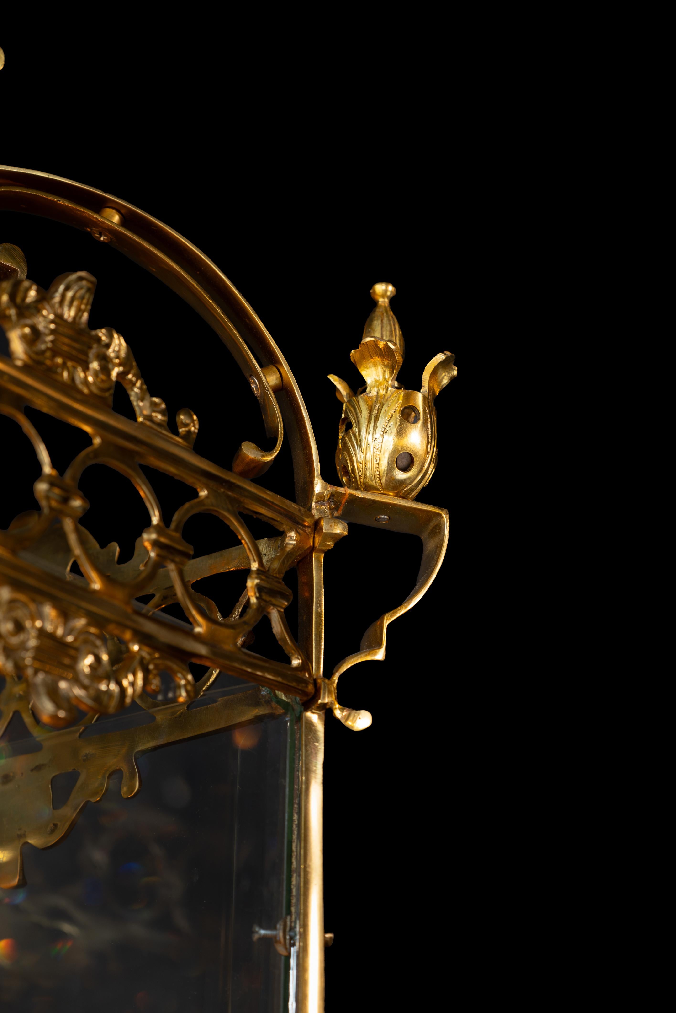 Lanterne Classique Laiton Verre Or Pendentif Lanterne en vente 3