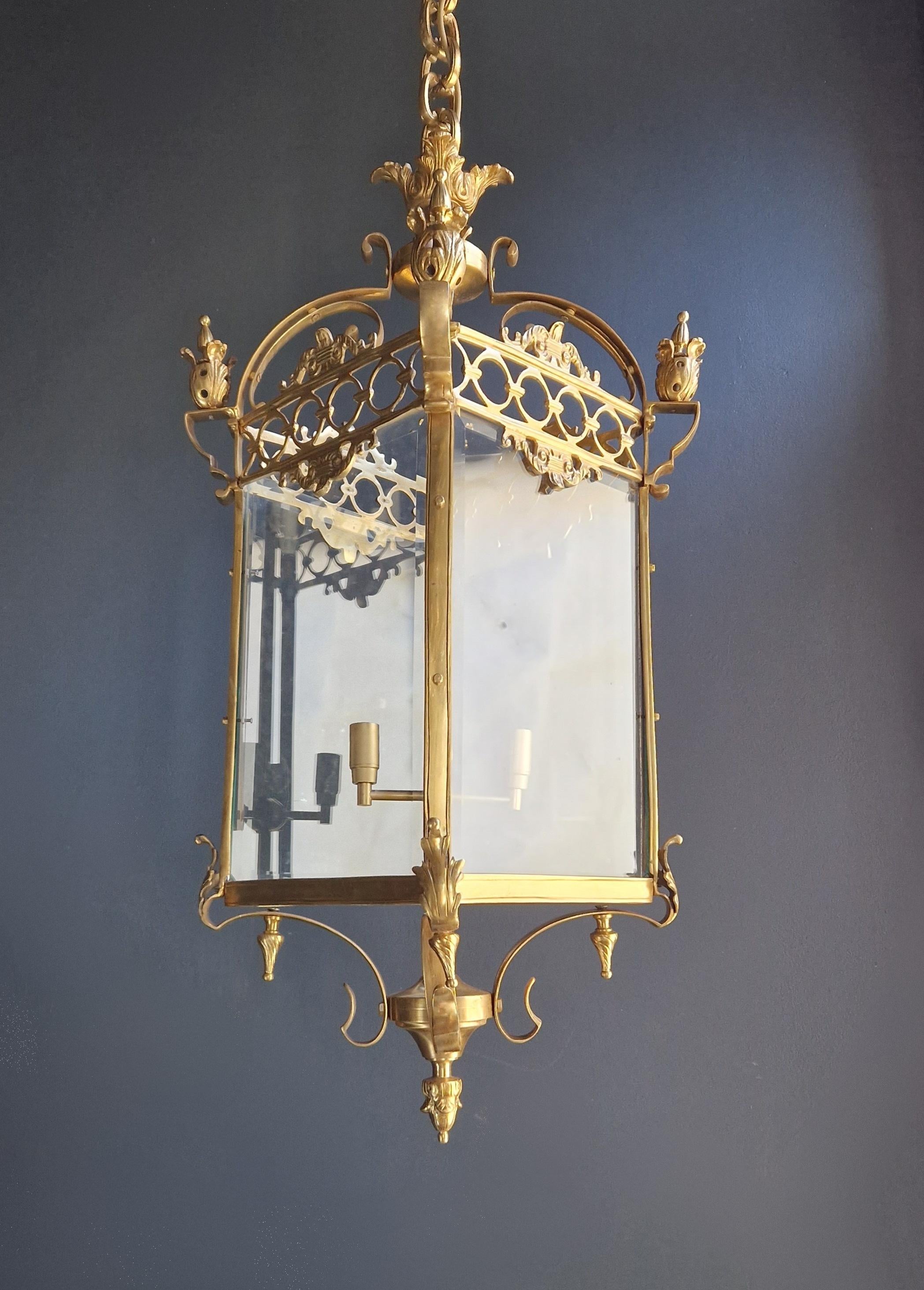 Classical Lantern Brass Glass Gold Pendant Lighting Lanterne 3
